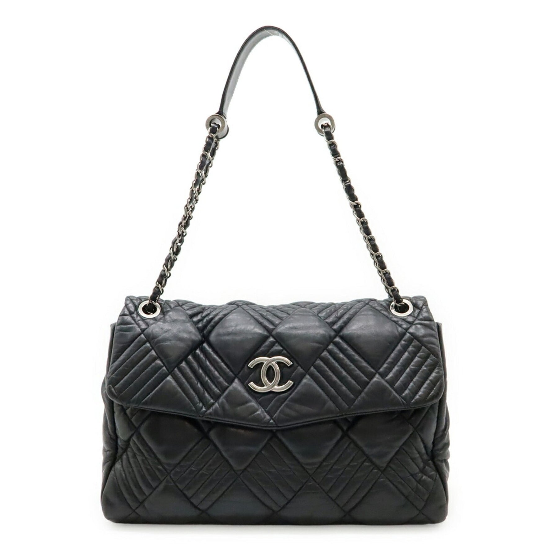 CHANEL Coco Mark Chain Shoulder Bag Tote Quilted Leather