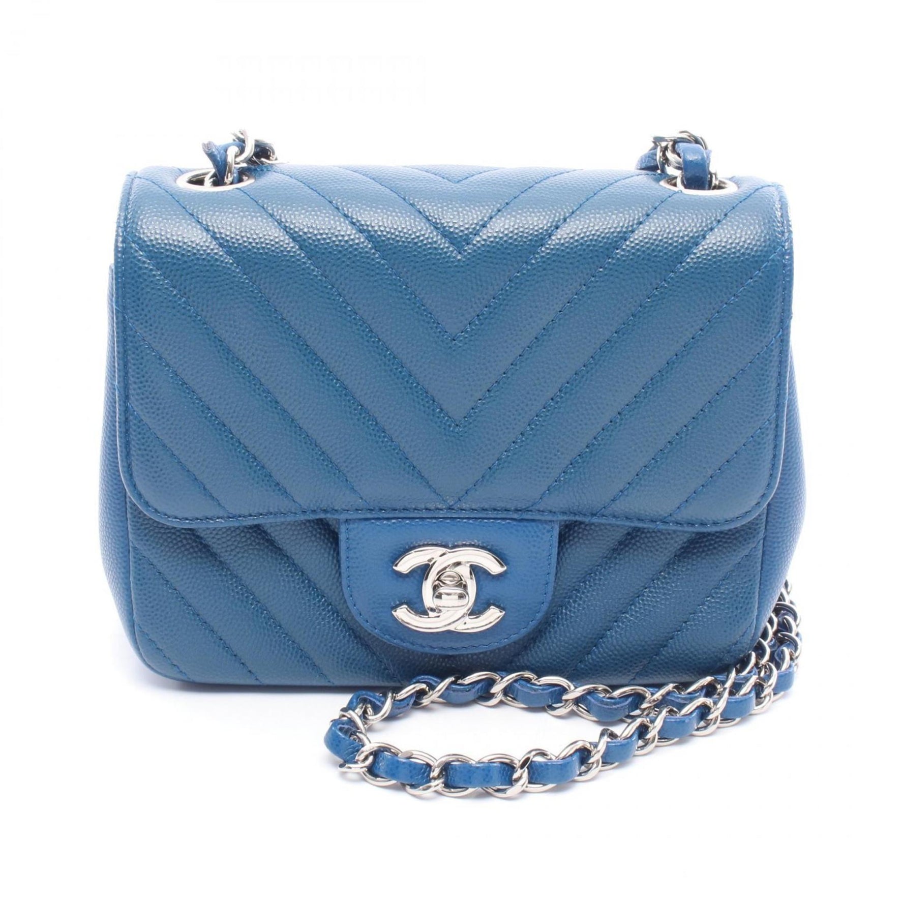 CHANEL Chevron V-Stitch Shoulder Bag in Calfskin Leather