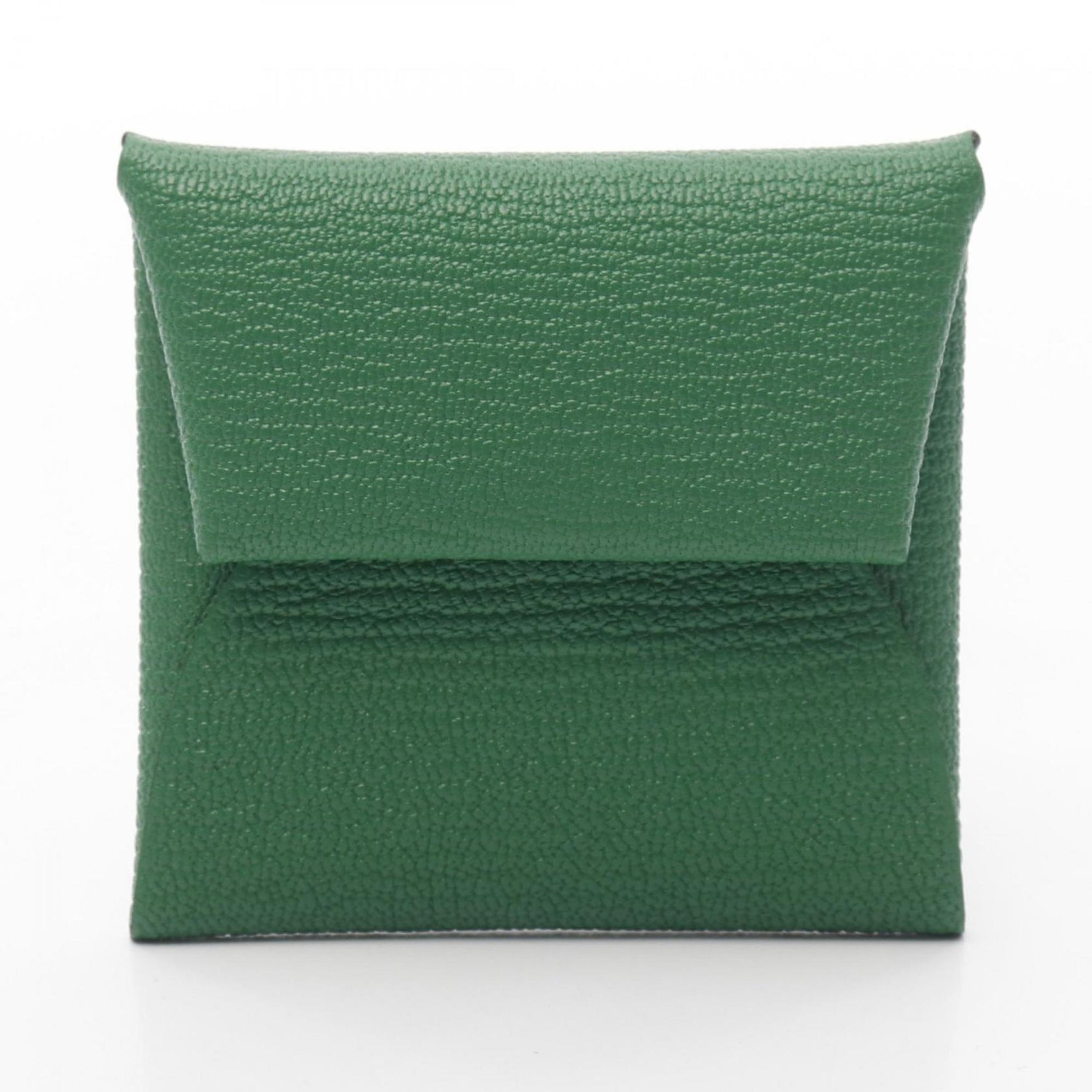 Hermes Bastia Verso Wallet/Coin Case Wallet Goatskin Chevre Green Pink