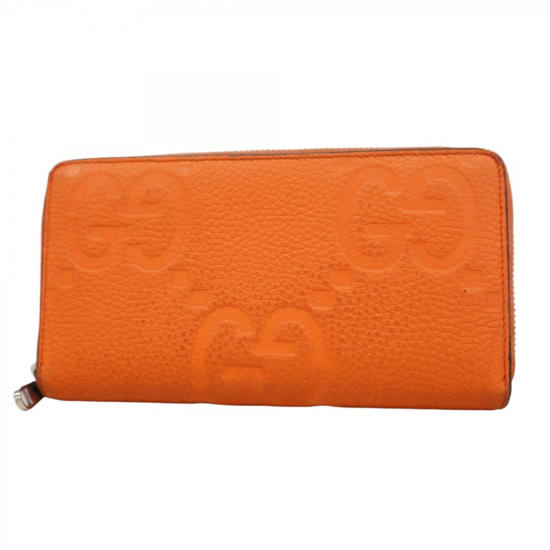 Gucci Jumbo GG Long Wallet Leather Orange Women's