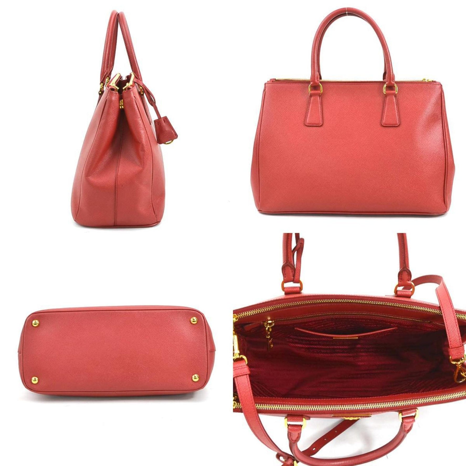 PRADA handbag shoulder bag leather red ladies 99923g