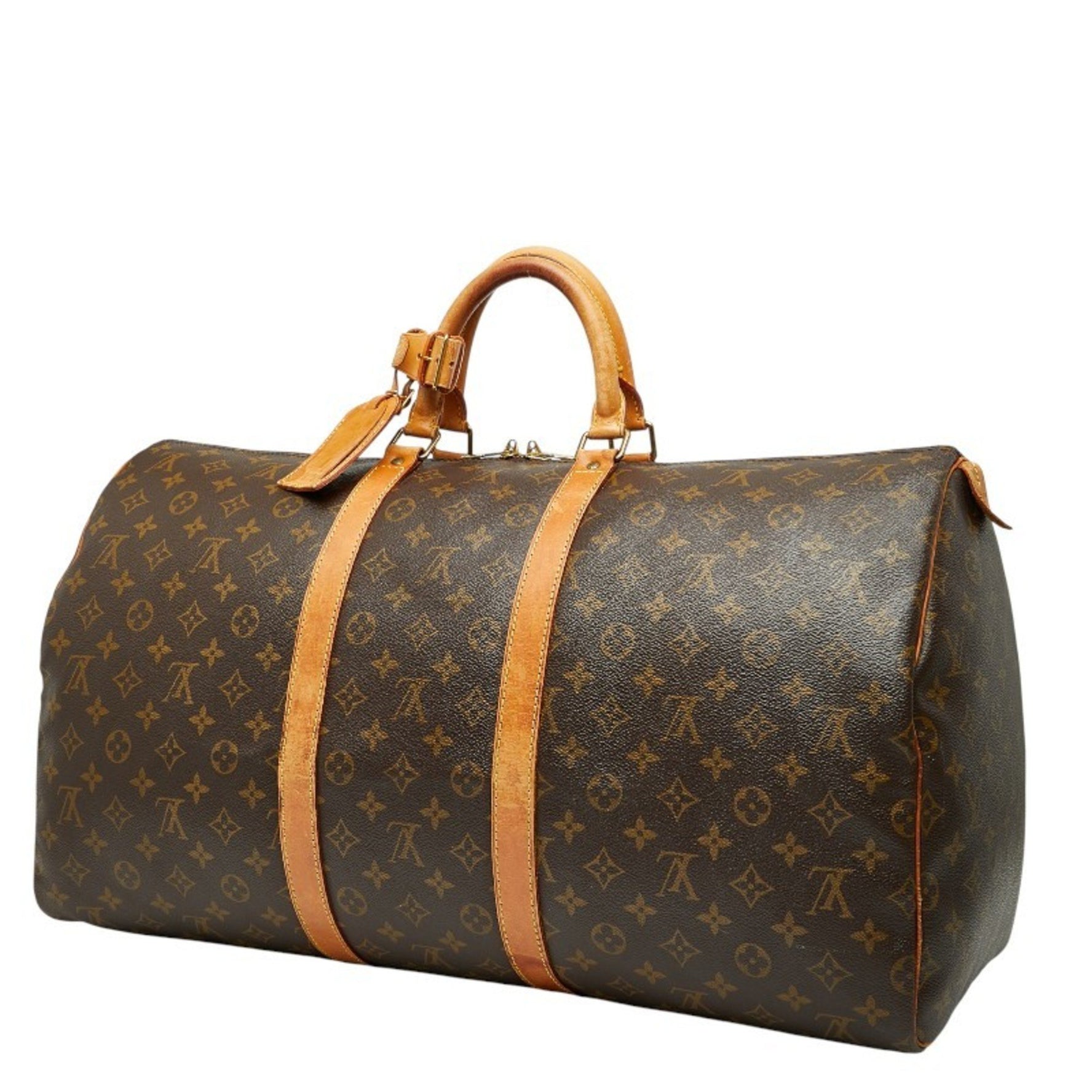 Louis Vuitton Monogram Keepall 55 Boston Bag/Travel Bag Brown Leather LOUIS VUITTON