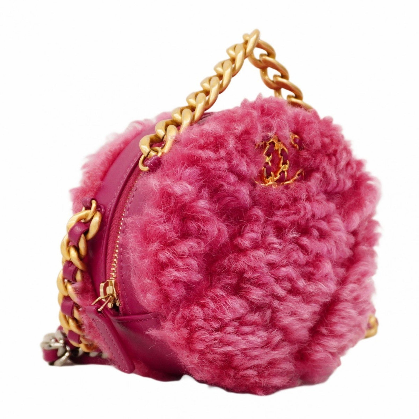 Chanel Shoulder Bag Chain 19 Fur Gold