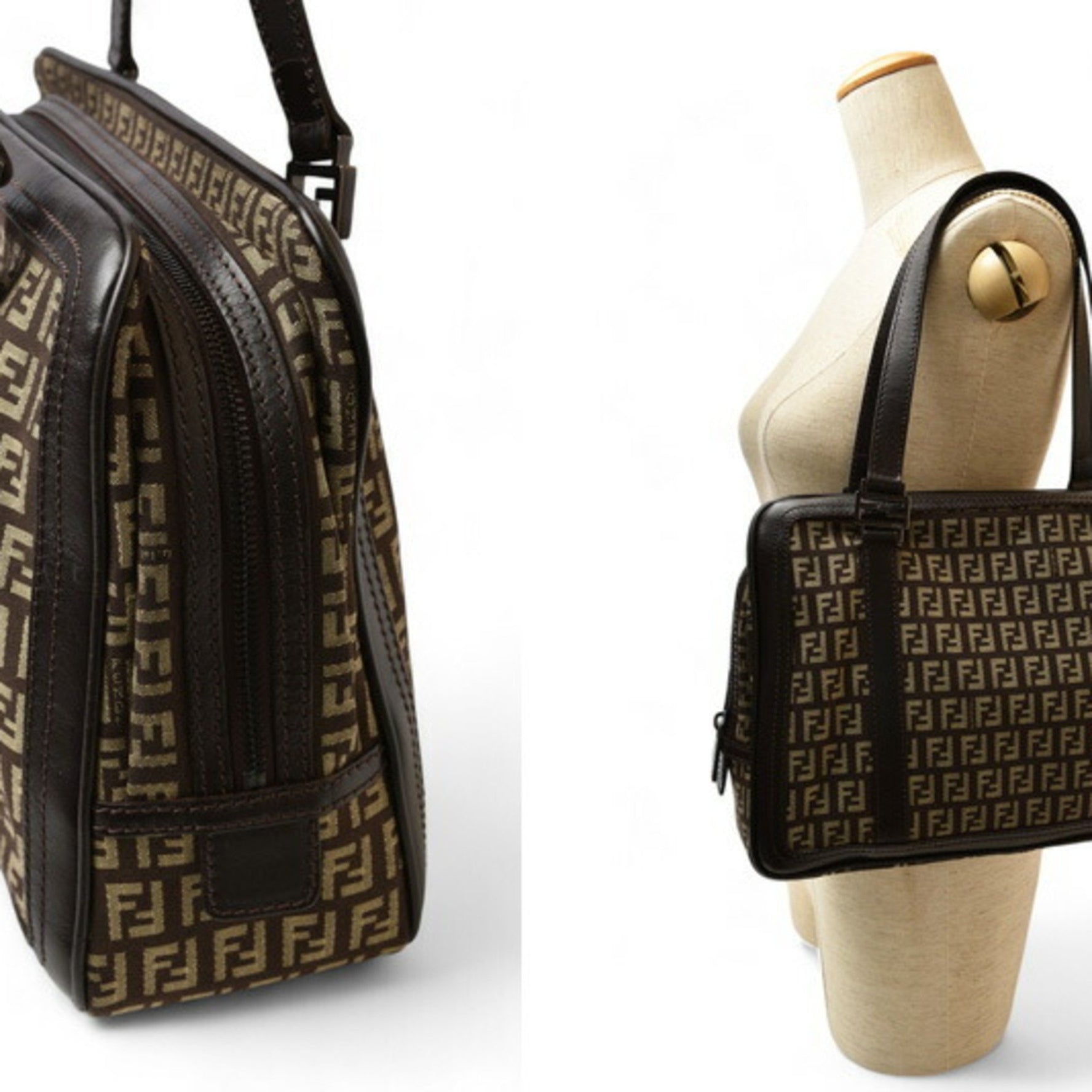 FENDI Tote Bag Zucchino Zucca Pattern Handbag Canvas