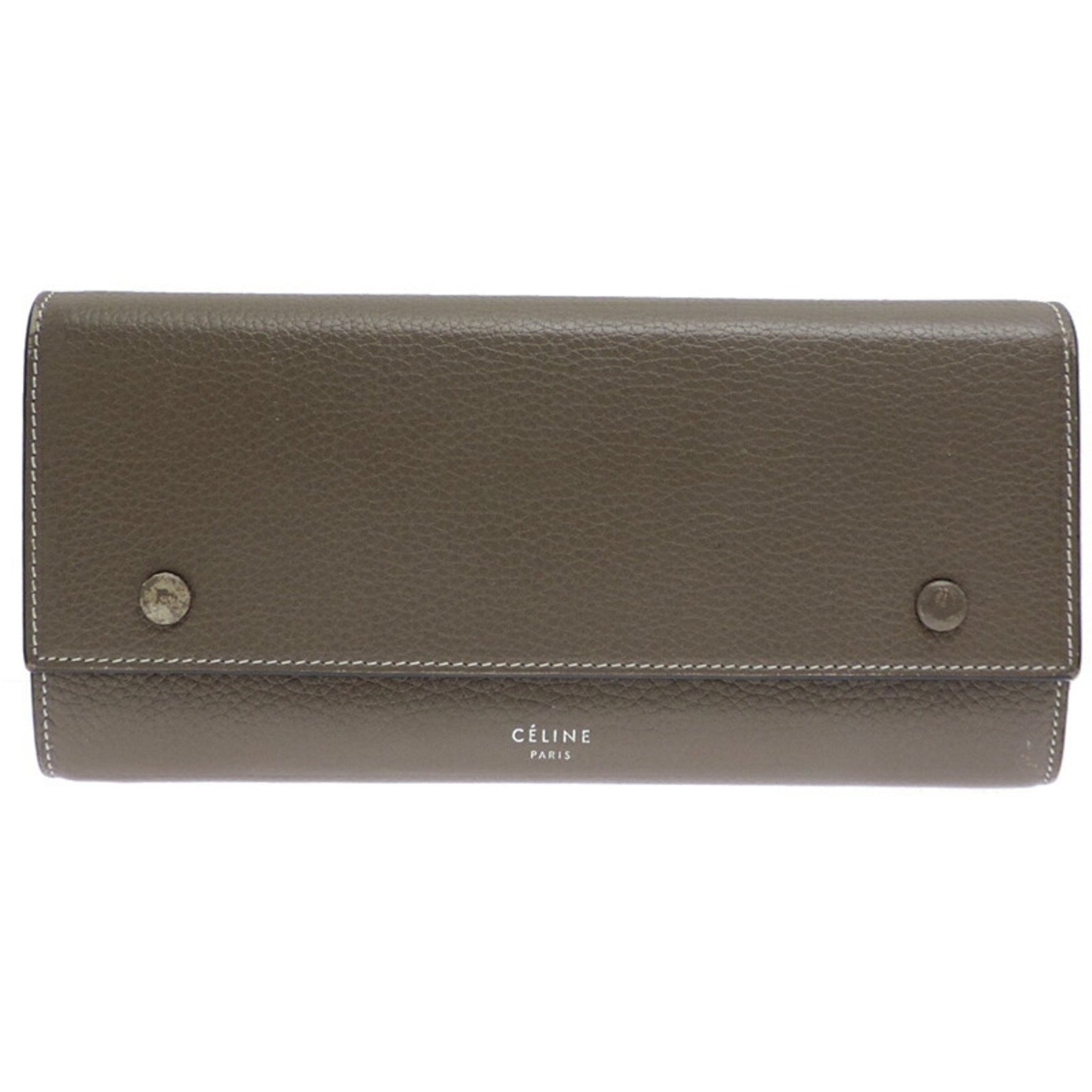 Celine Large Flap Multifunction Long Wallet and Men Leather Grey