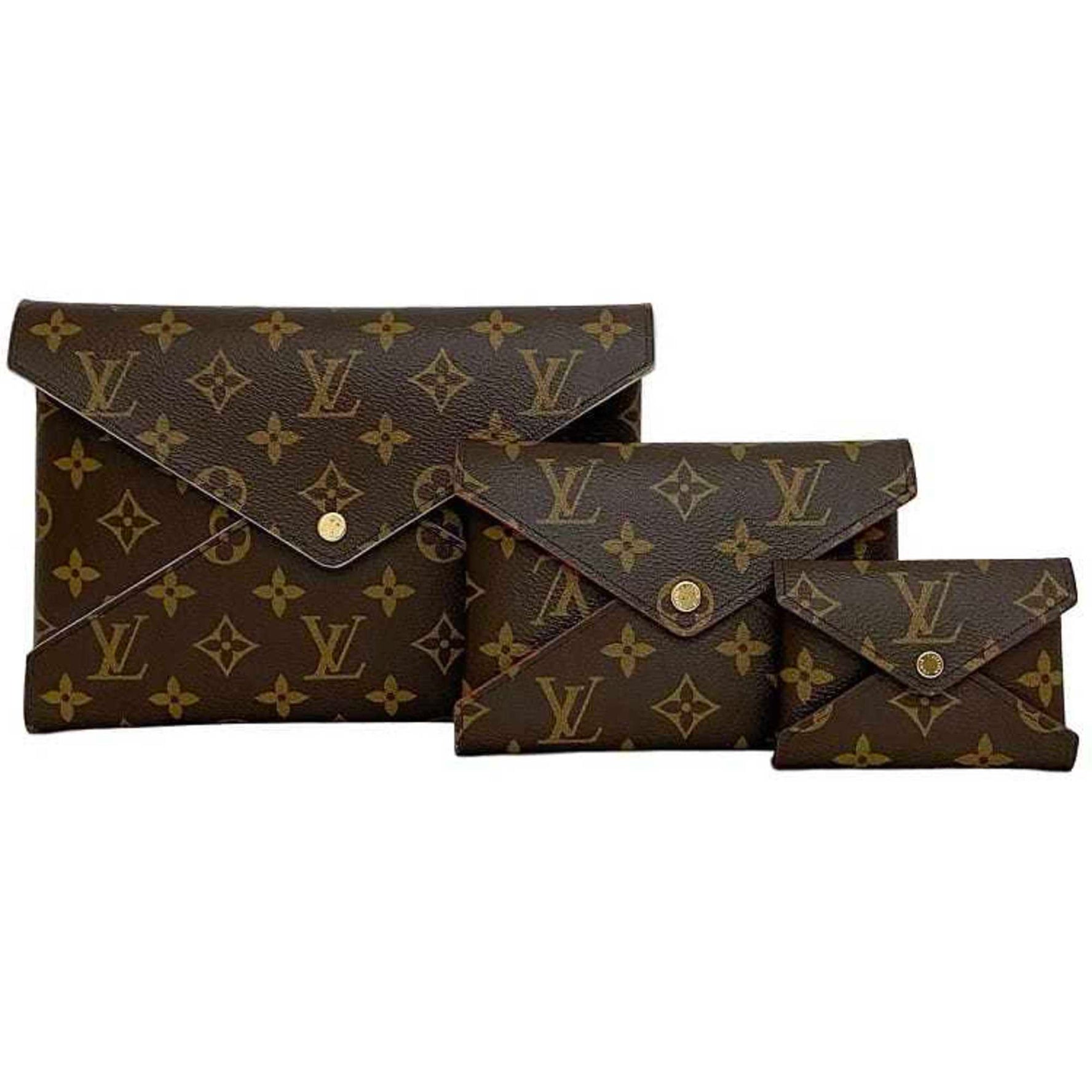Louis Vuitton Pouch Pochette Kirigami Brown Red Pink Bordeaux Monogram Three-piece Set Clutch Bag Canvas Triple Bag-in-Bag