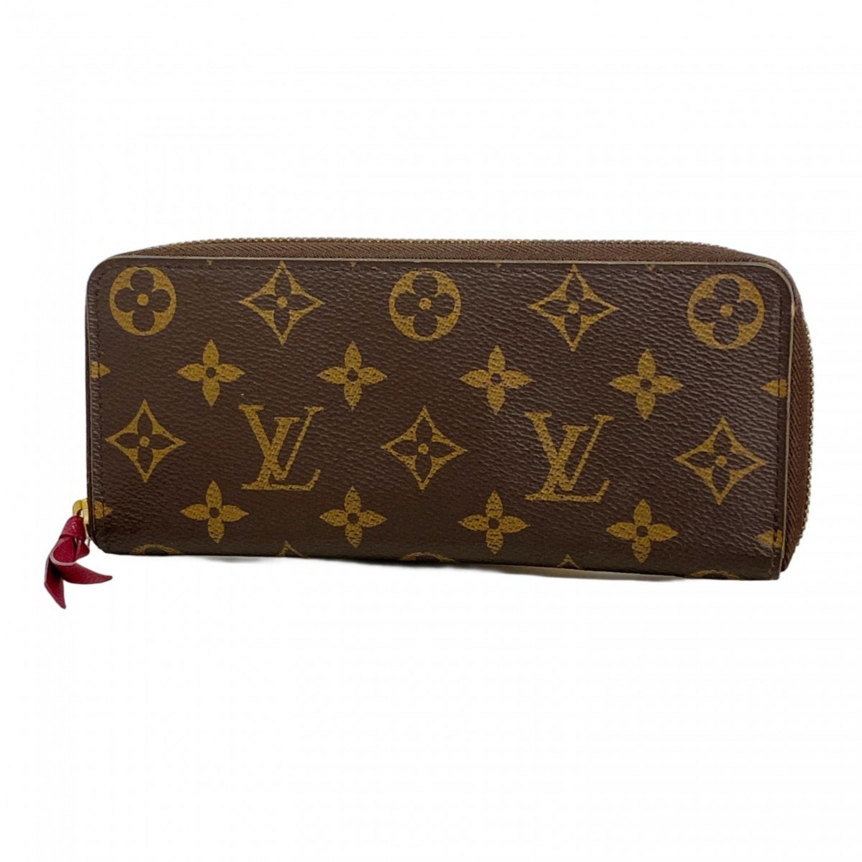 Louis Vuitton Monogram Portefeuille Clemence Long Wallet Brown Fuchsia