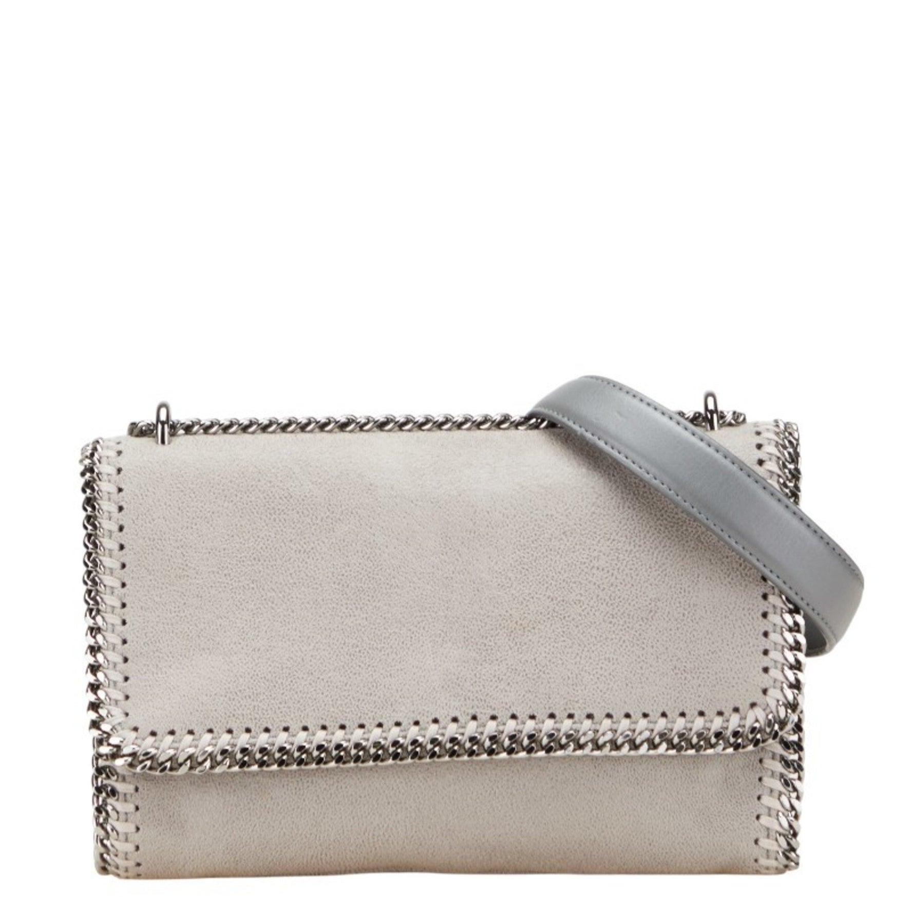 Stella McCartney Falabella Chain Shoulder Bag in Gray and Beige Polyester