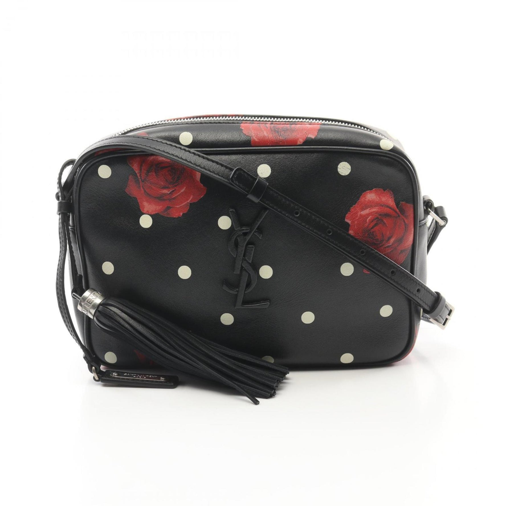 Yves Saint Laurent Saint Laurent Paris YSL Monogram Shoulder Bag Leather Women's Black Red White