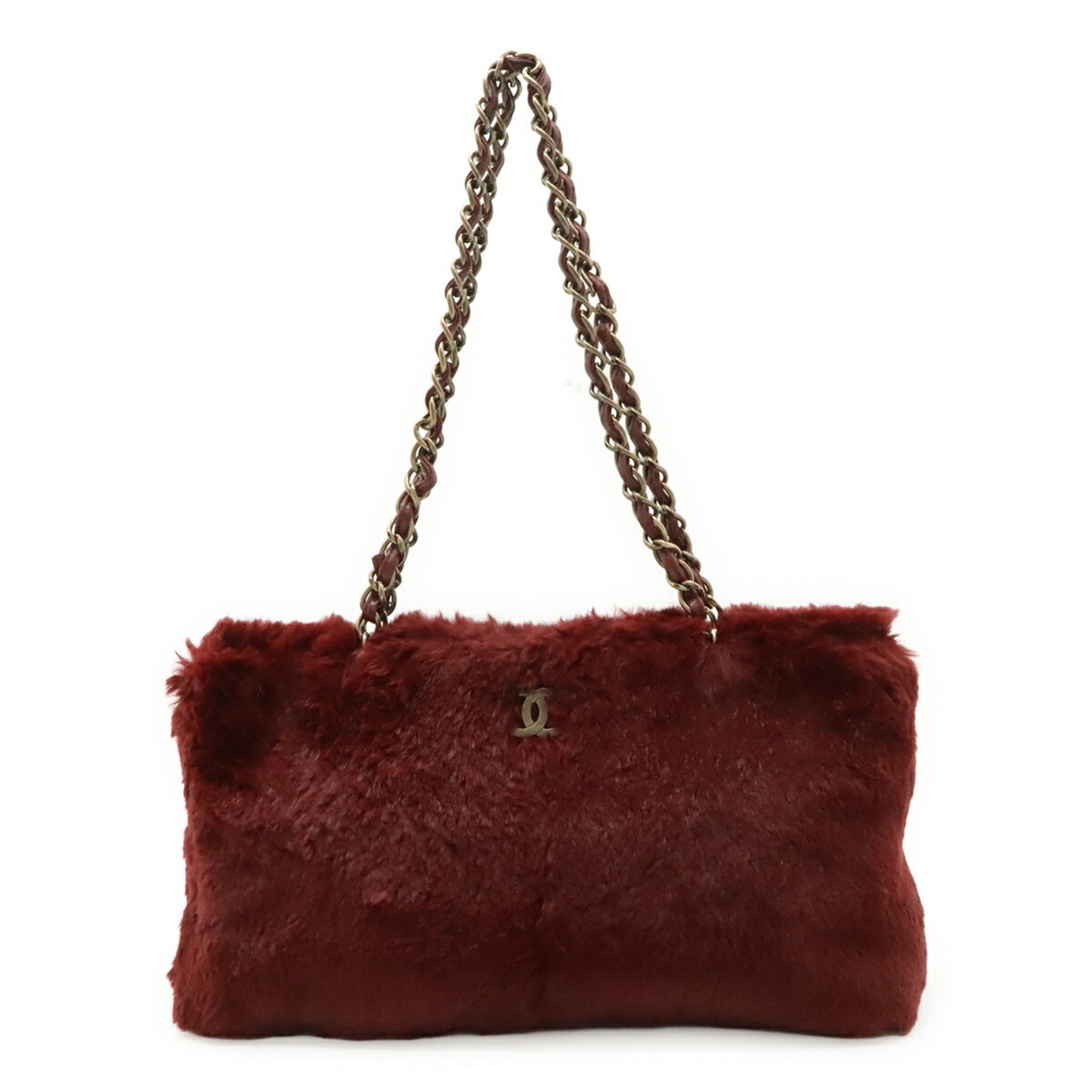CHANEL Lapin Rabbit Fur Coco Mark Chain Shoulder Bag