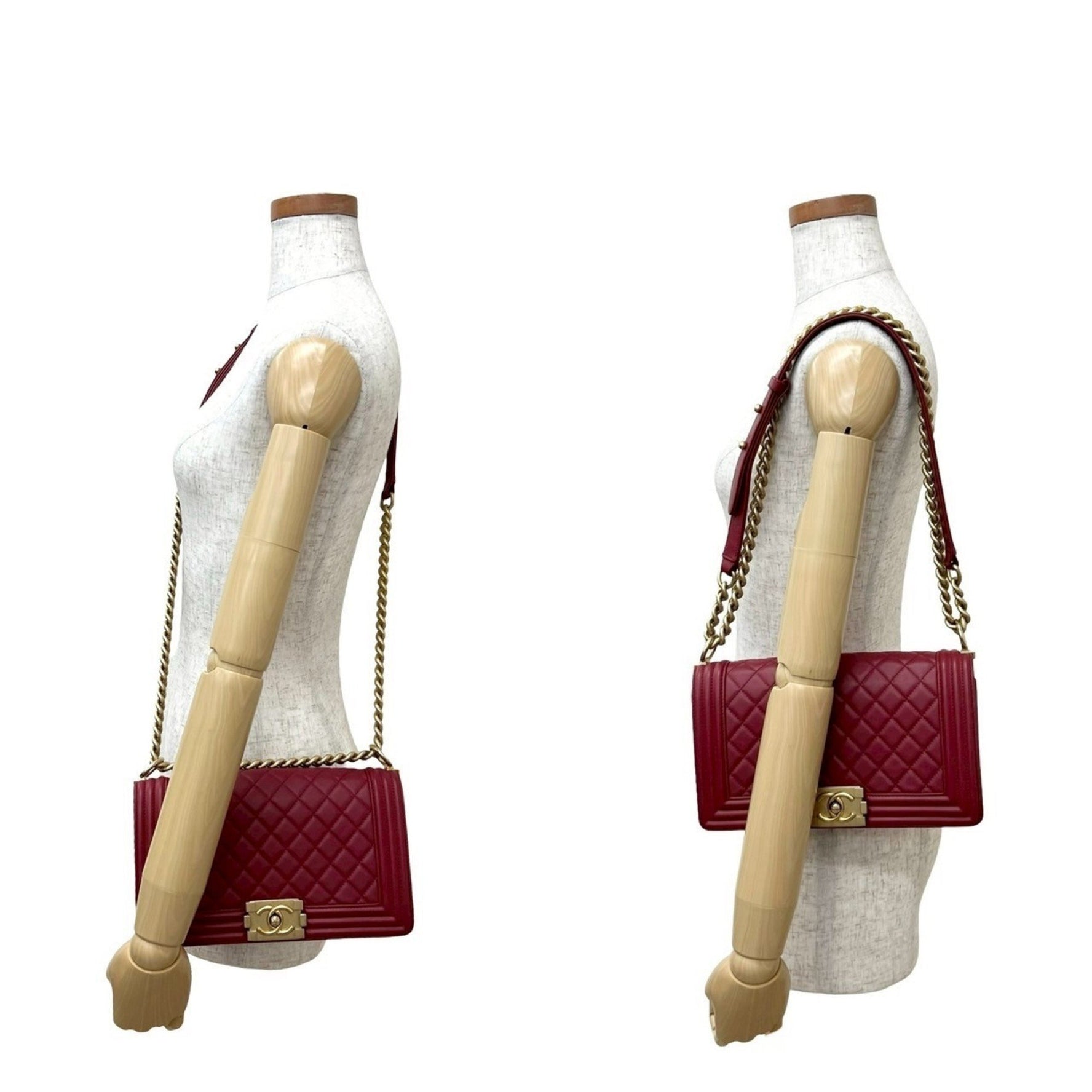 CHANEL Boy Lambskin Coco Mark Chain Shoulder Bag in Red, No. 26