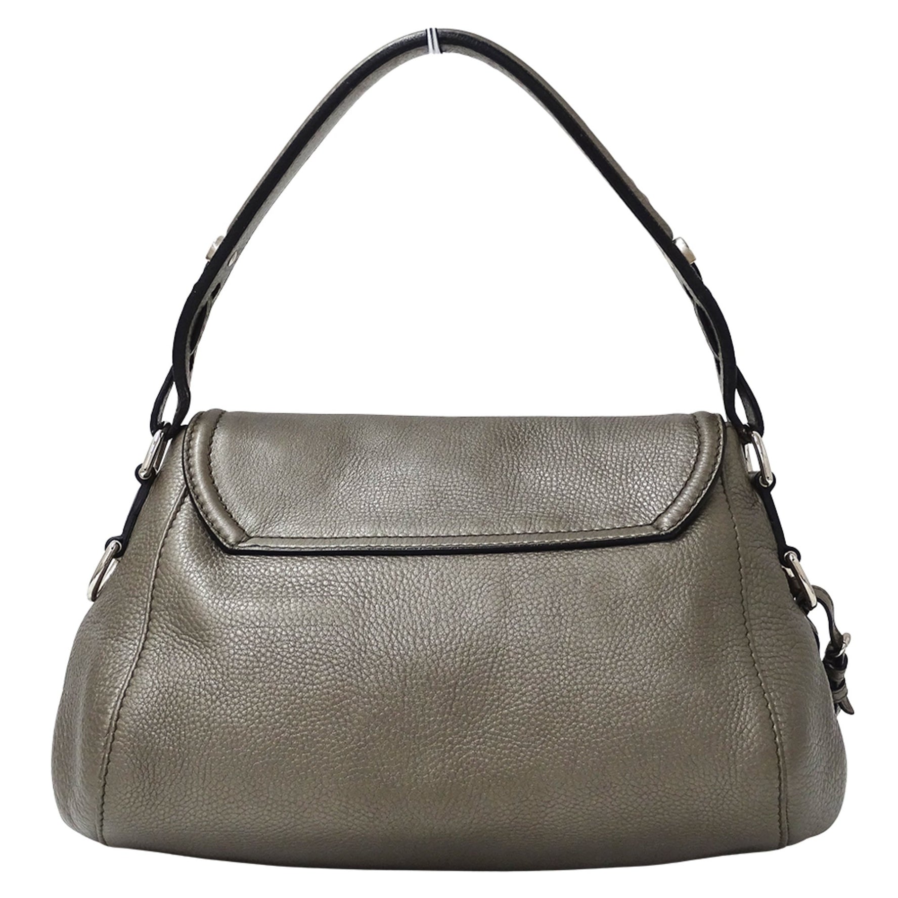 Gucci Horsebit Bamboo Leather Shoulder Bag in Bronze and Metallic Gray