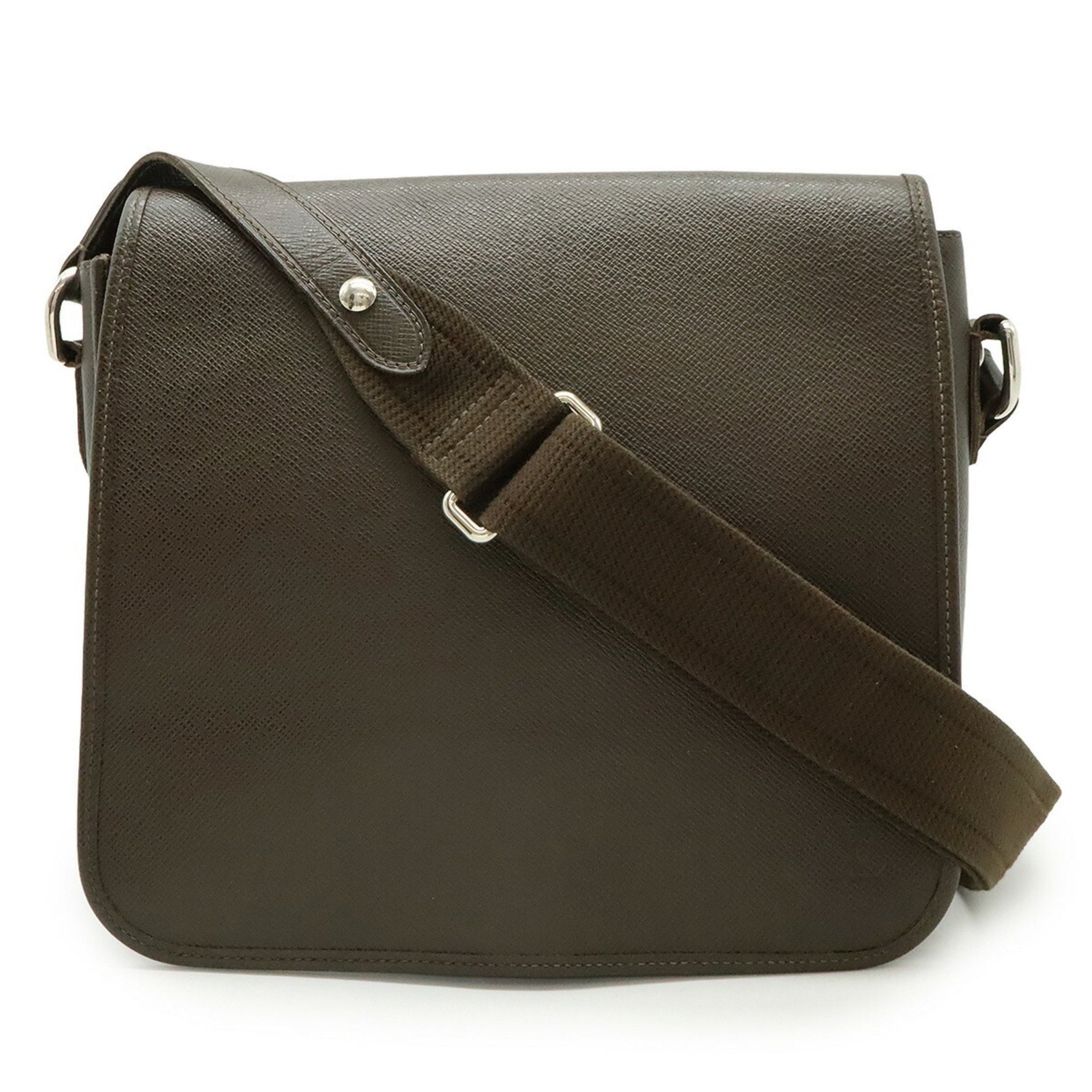 LOUIS VUITTON Taiga Andrei Shoulder Bag, Grizzly Leather, Brown