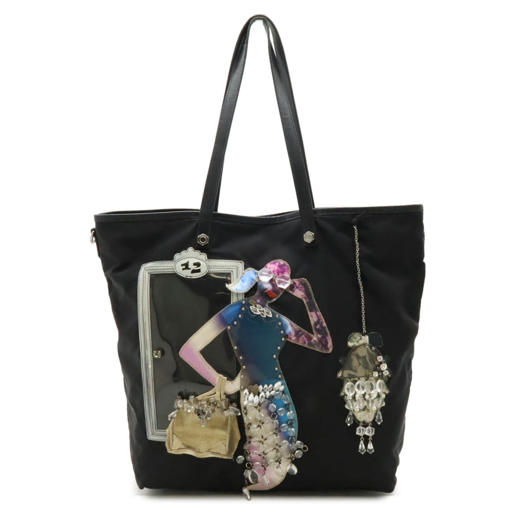 PRADA Prada Robot Collection Model Motif Shoulder Bag Nylon Beads NERO Black B4501A