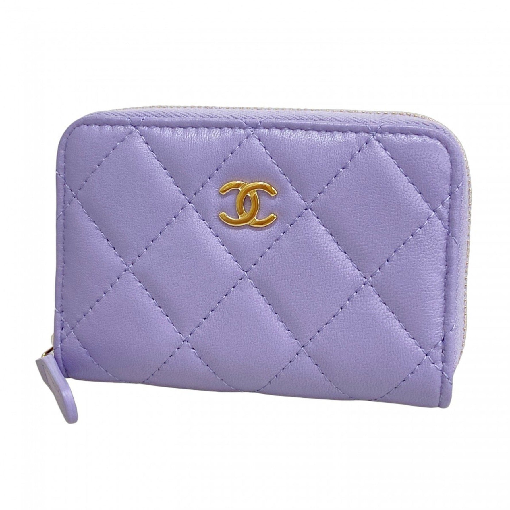 Chanel wallet/coin case, Matelasse lambskin, purple champagne, for women