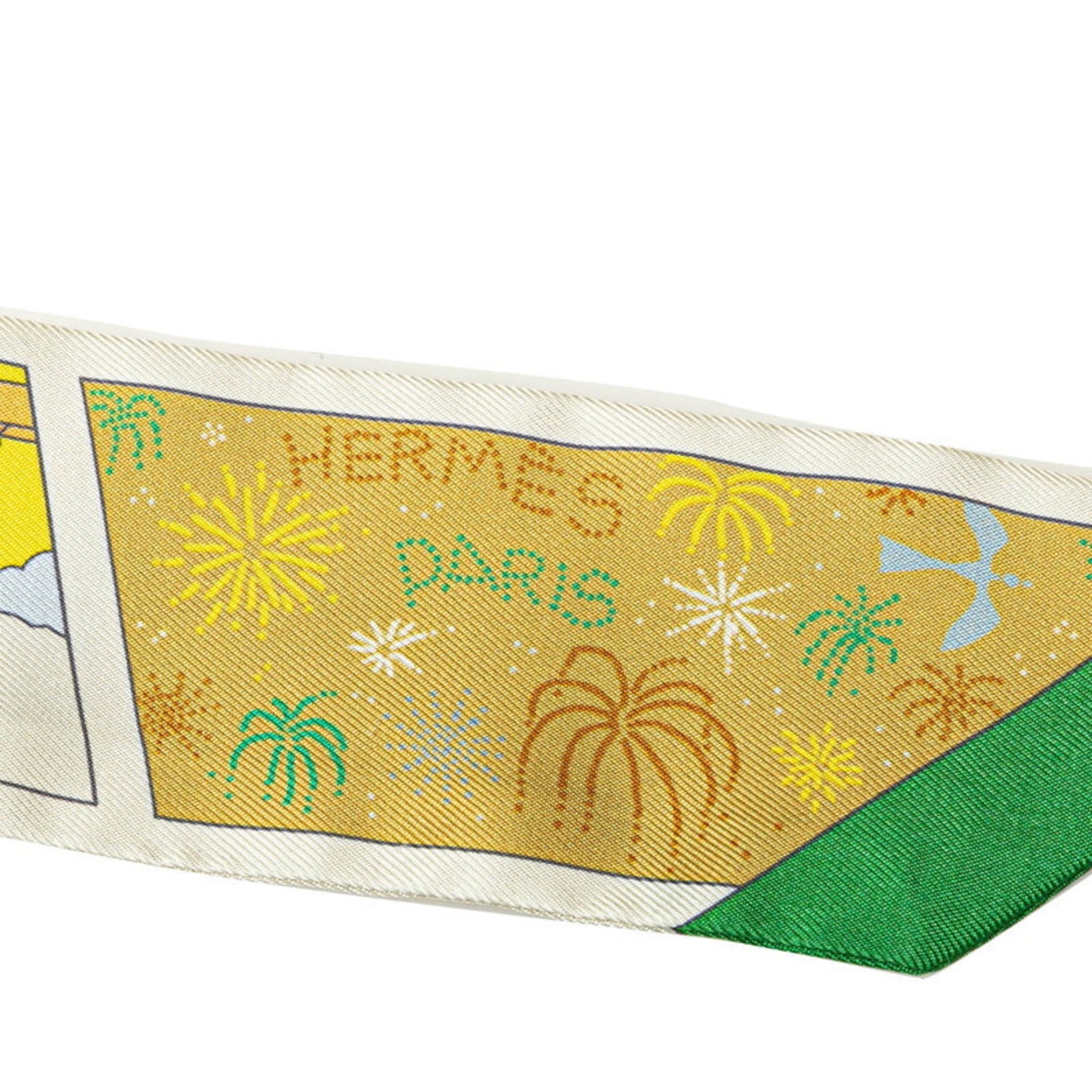 Hermes Hermès Twilly Factory Suite Scarf, White and Multicolor Silk
