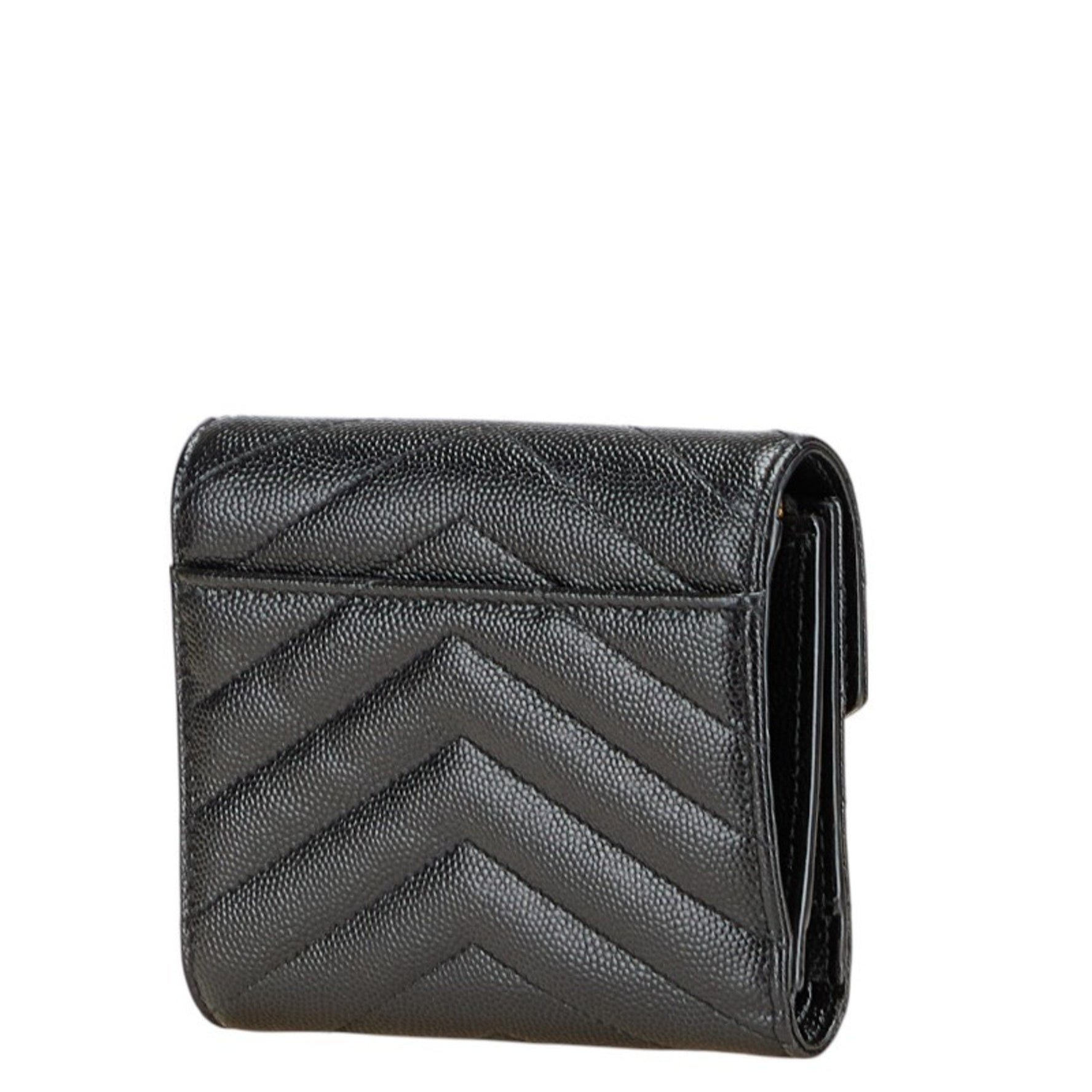 Saint Laurent YSL V-Stitch Tri-fold Wallet Leather SAINT LAURENT