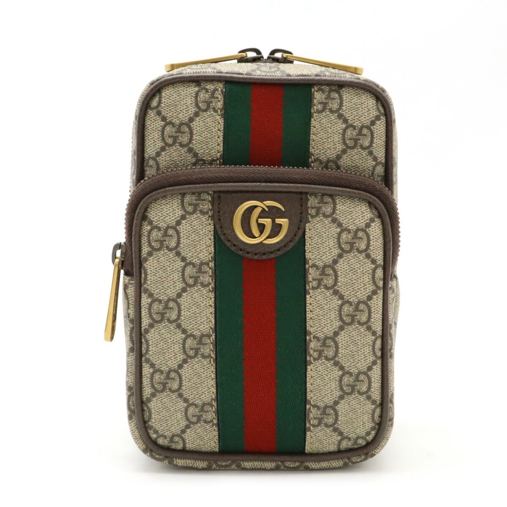 GUCCI Ophidia GG Supreme Body Bag Shoulder Sherry Line PVC Beige Brown