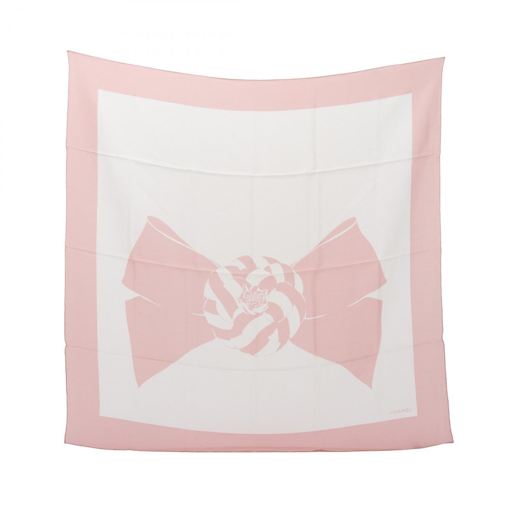 CHANEL Scarf Silk White Pink