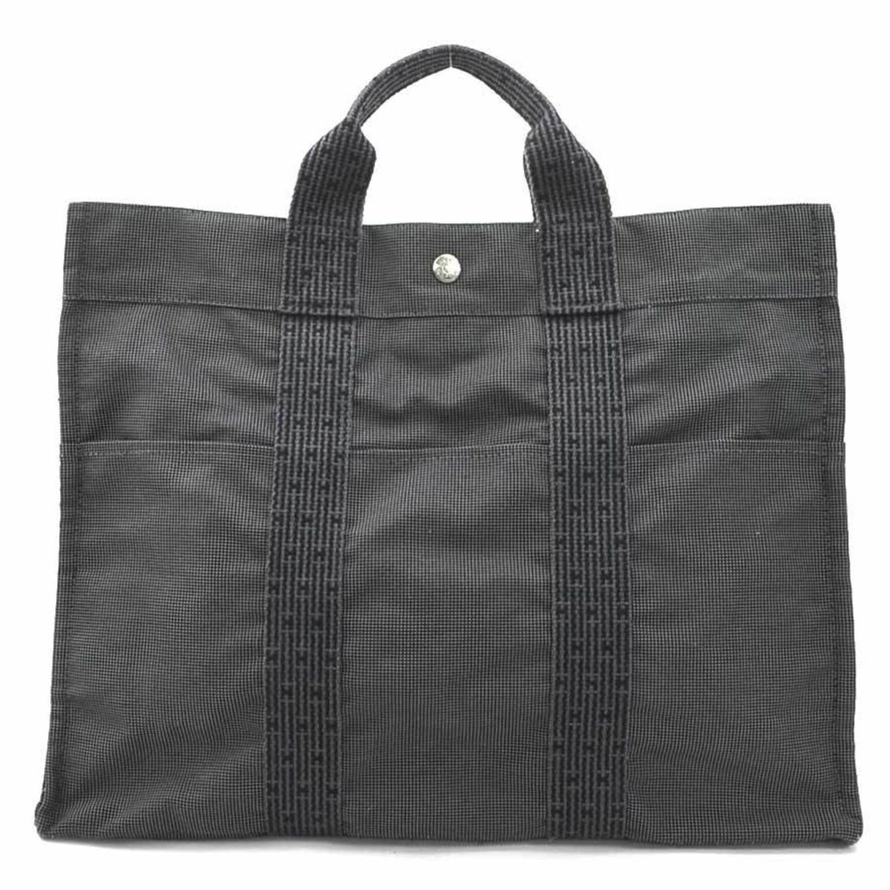 Hermes HERMES Handbag Tote Bag Air Line MM Nylon Canvas Grey Men's Women's h30808a