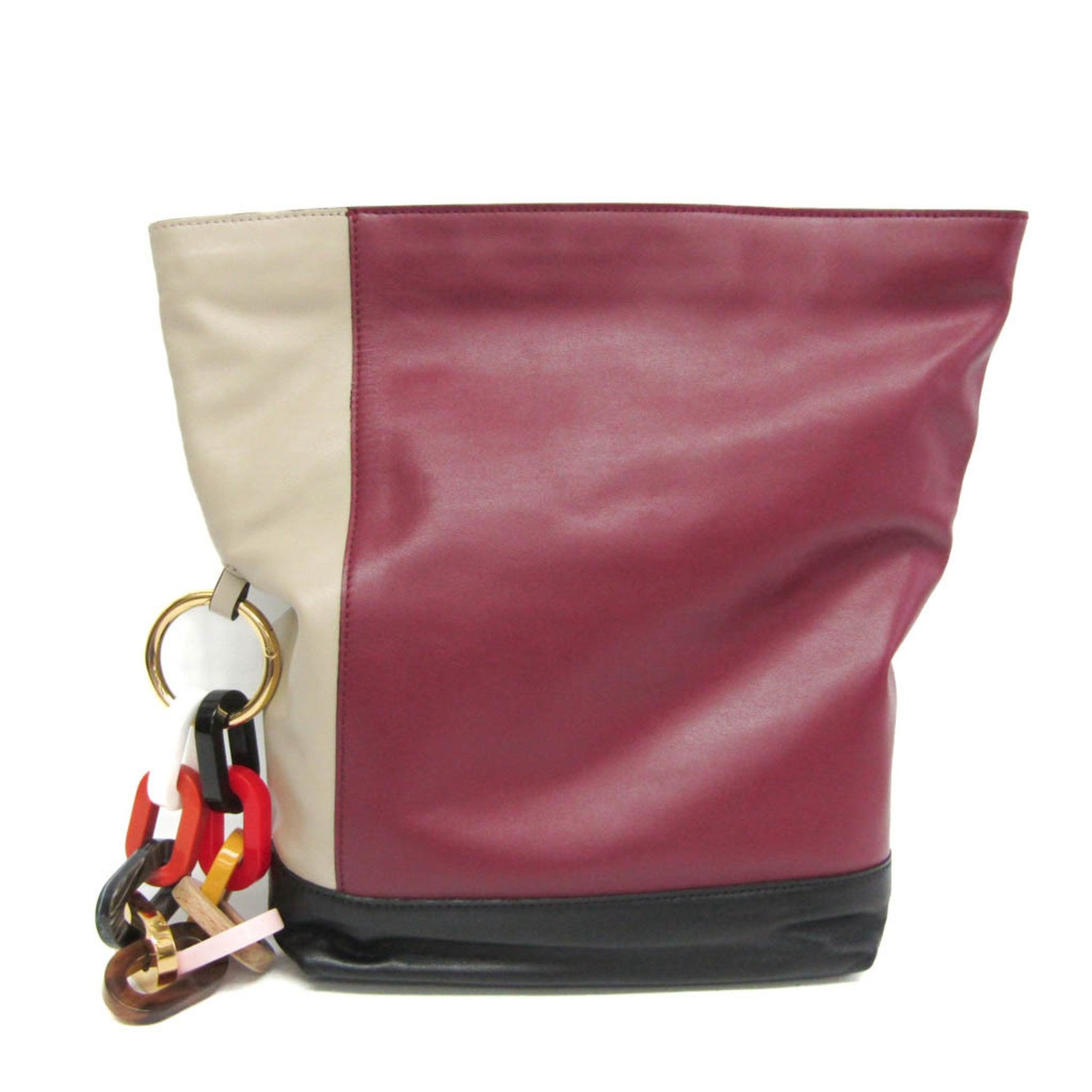 Marni PHMP0031Y0 P4092 Women's Leather Clutch Bag Beige,Black,Bordeaux,Multi-color