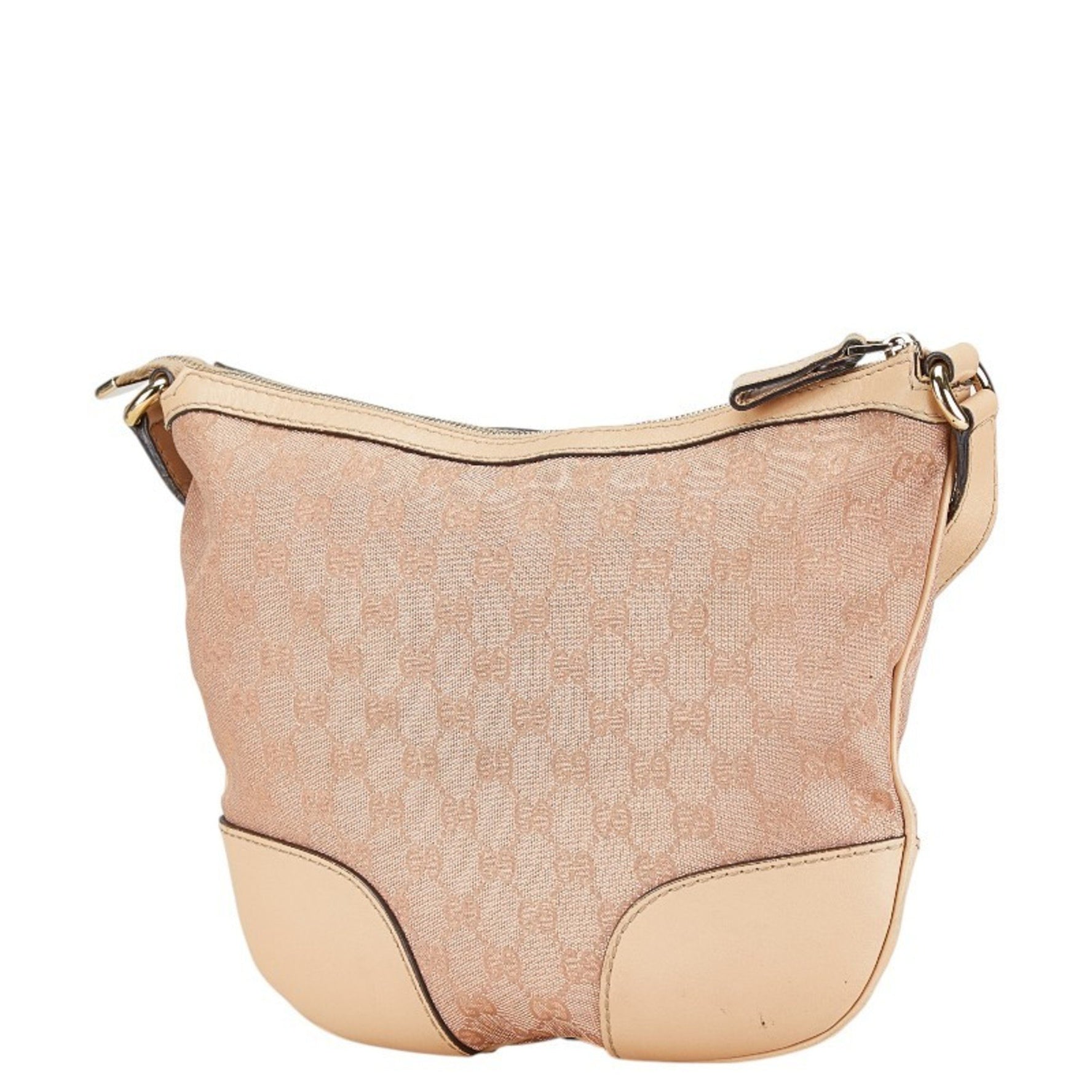 Gucci GG Canvas Lovely Heart Crossbody Shoulder Bag Pink Beige Leather