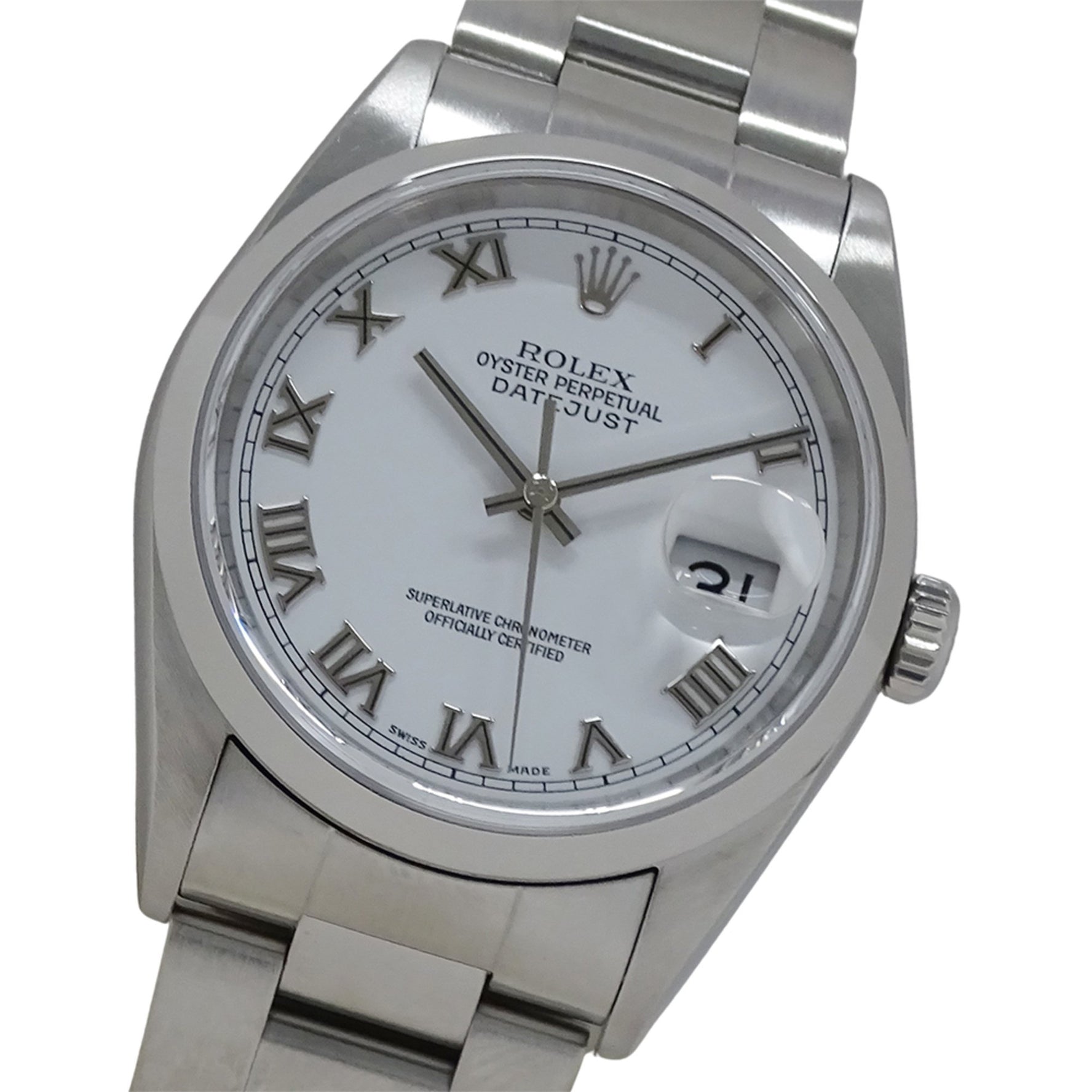 Rolex Datejust P-number Automatic Watch, Stainless Steel, Silver, White, Roman Dial, Polished