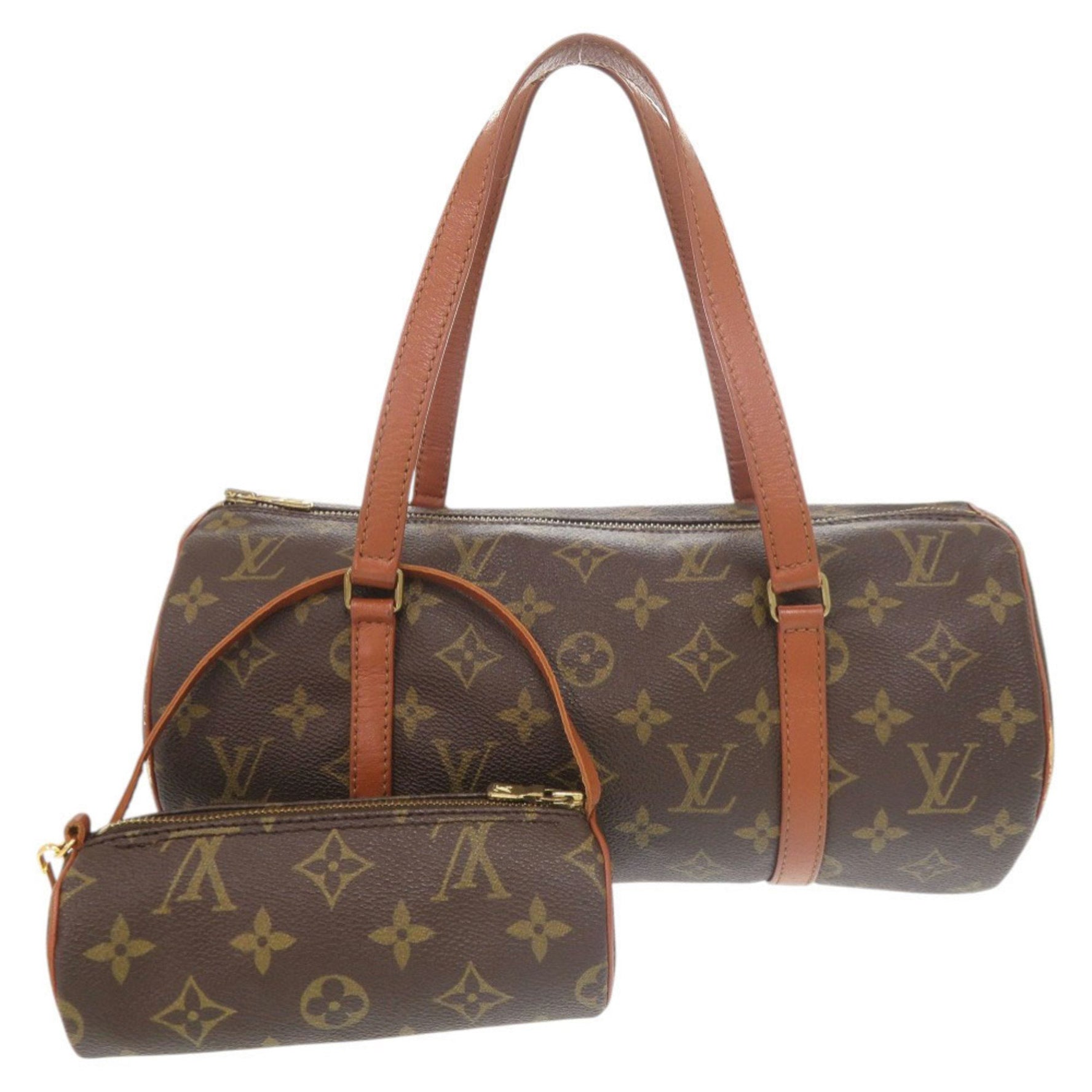 Louis Vuitton Papillon 30 Monogram Handbag with Pouch, Brown, 0157, LOUIS VUITTON