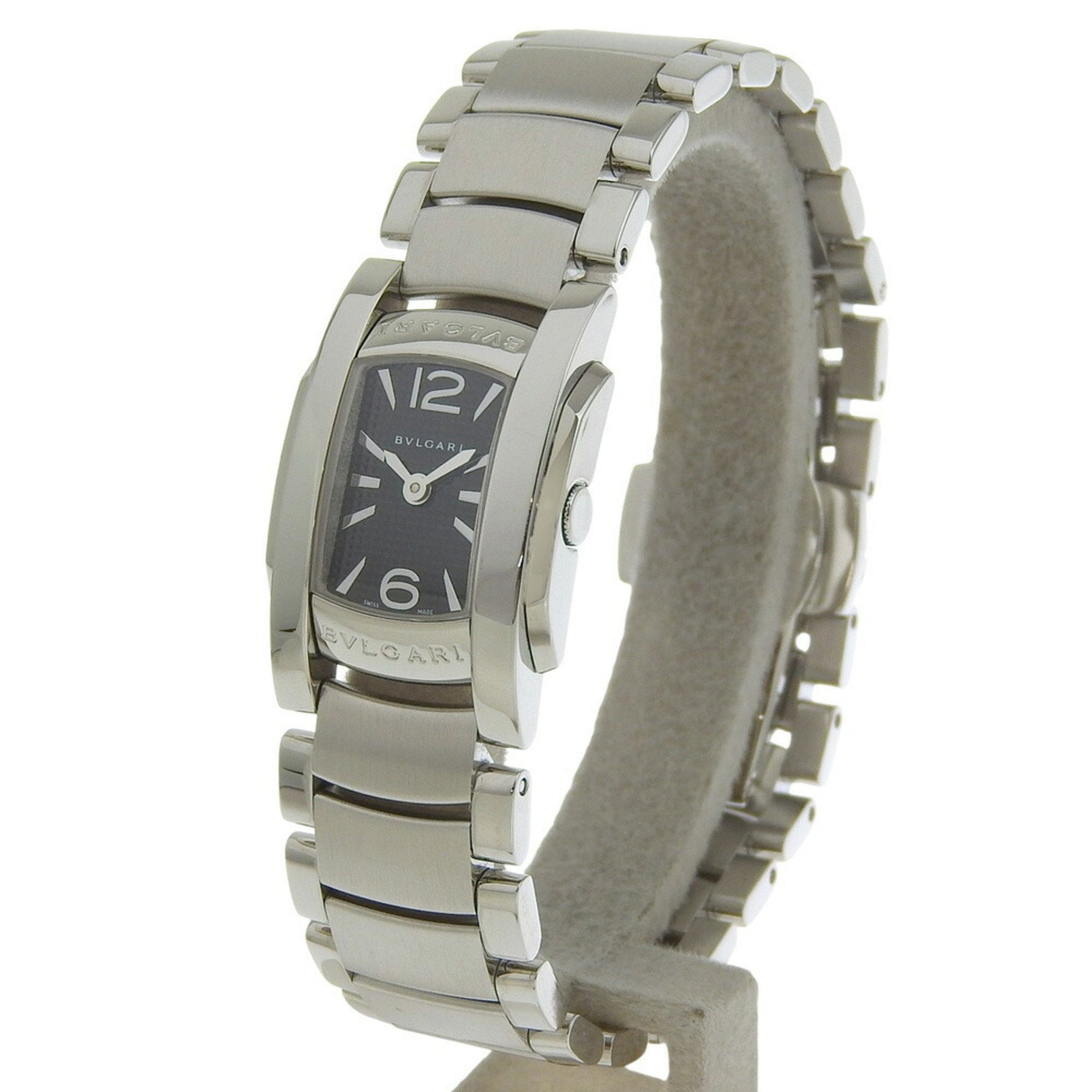 BVLGARI Assioma Watch Stainless Steel Quartz Analog Display Black Dial