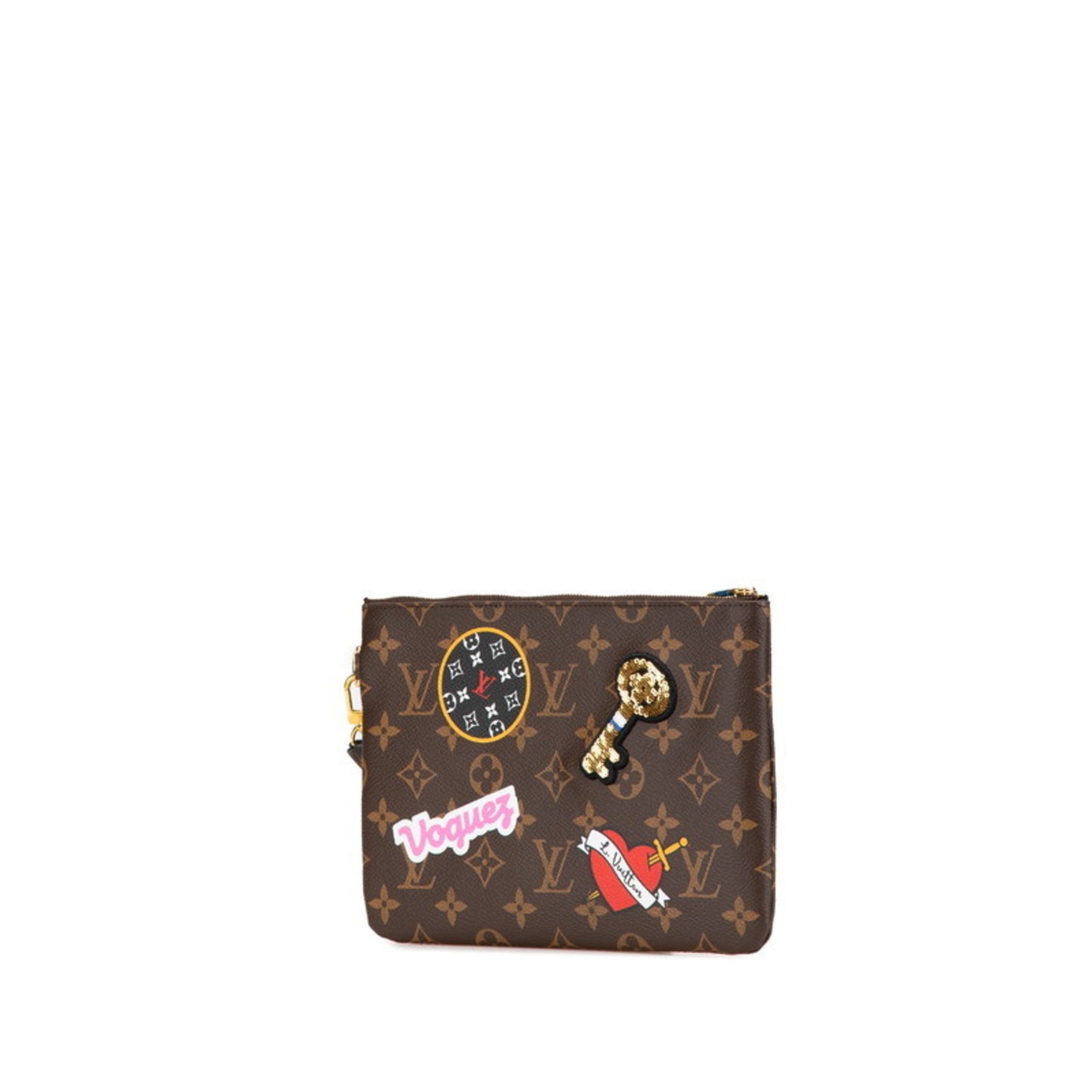 Louis Vuitton Monogram City Pouch Patches Collection Brown Multicolor Leather LOUIS VUITTON