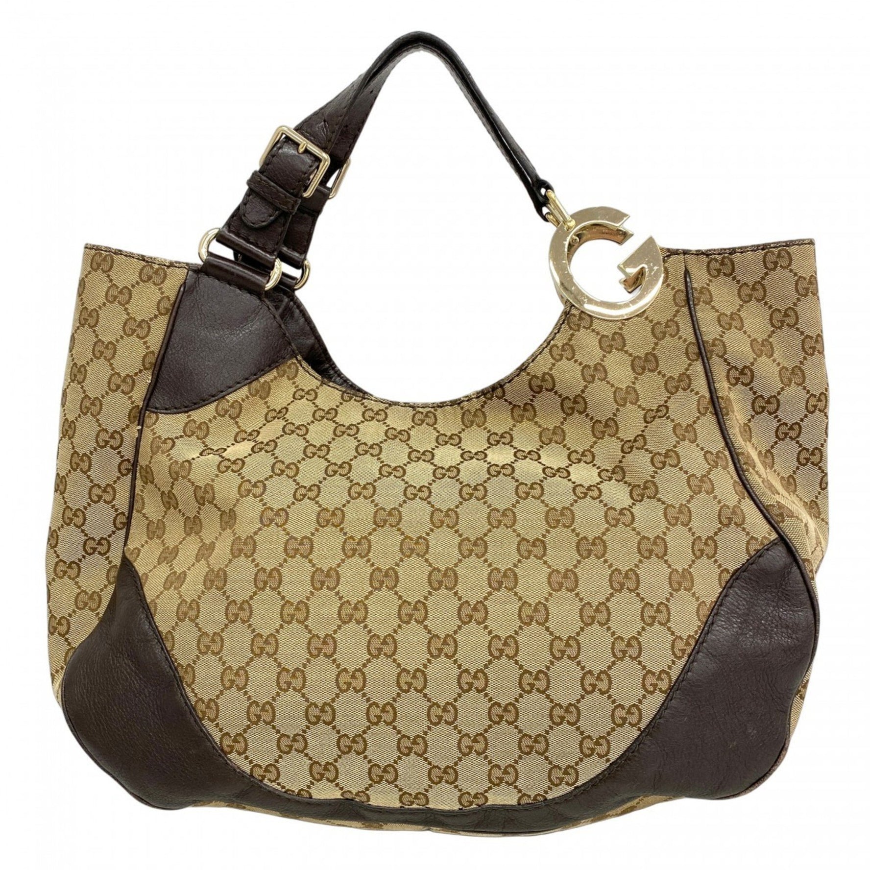 Gucci GG Canvas Handbag Brown Beige Champagne