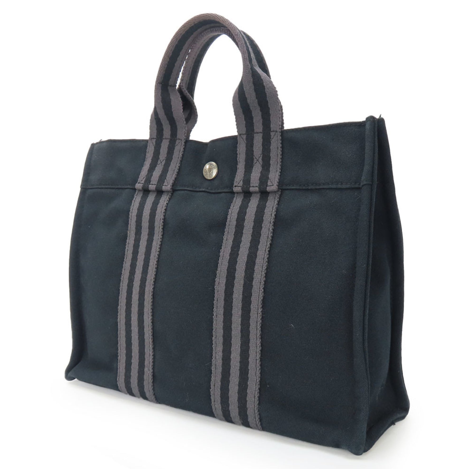 Hermes Handbag Foult PM Canvas Black Grey