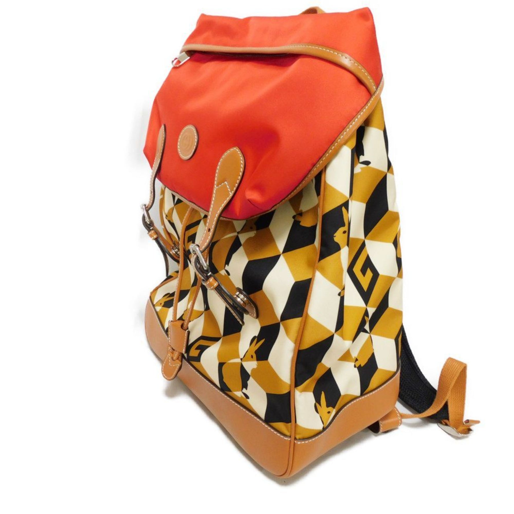 Gucci Rucksack Backpack Rabbit Nylon Daypack G Red Interlocking Brown Bag