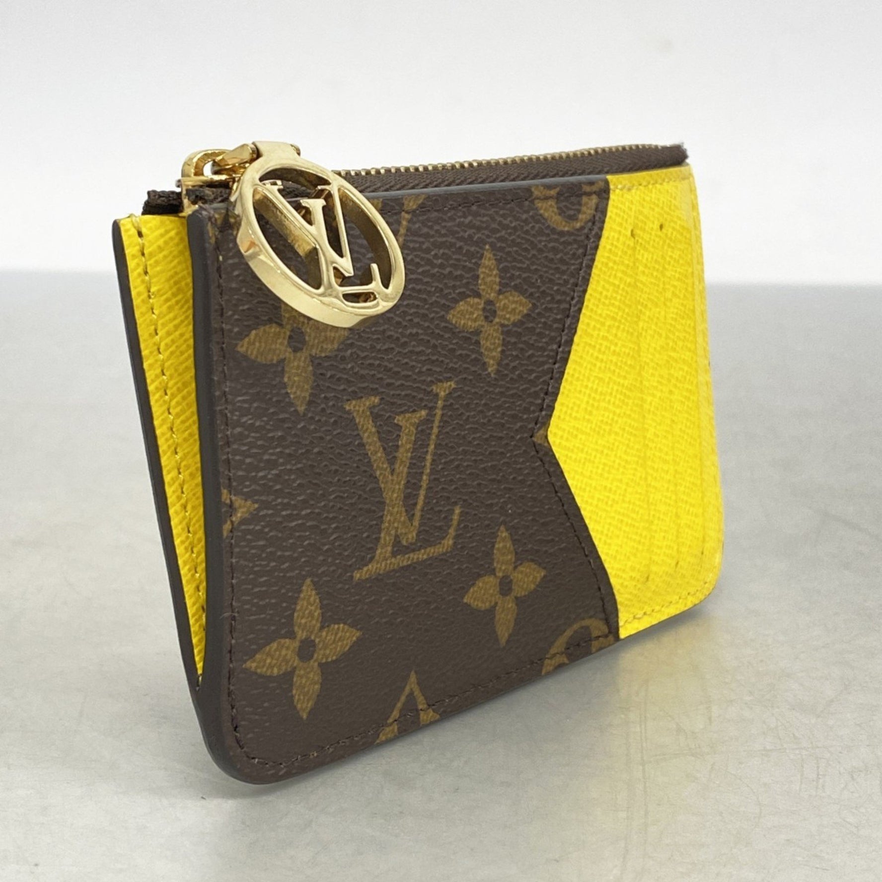 Louis Vuitton Monogram Porte-Cartier M81882 Wallet/Coin Case, Brown/Yellow, Women's, P1155373