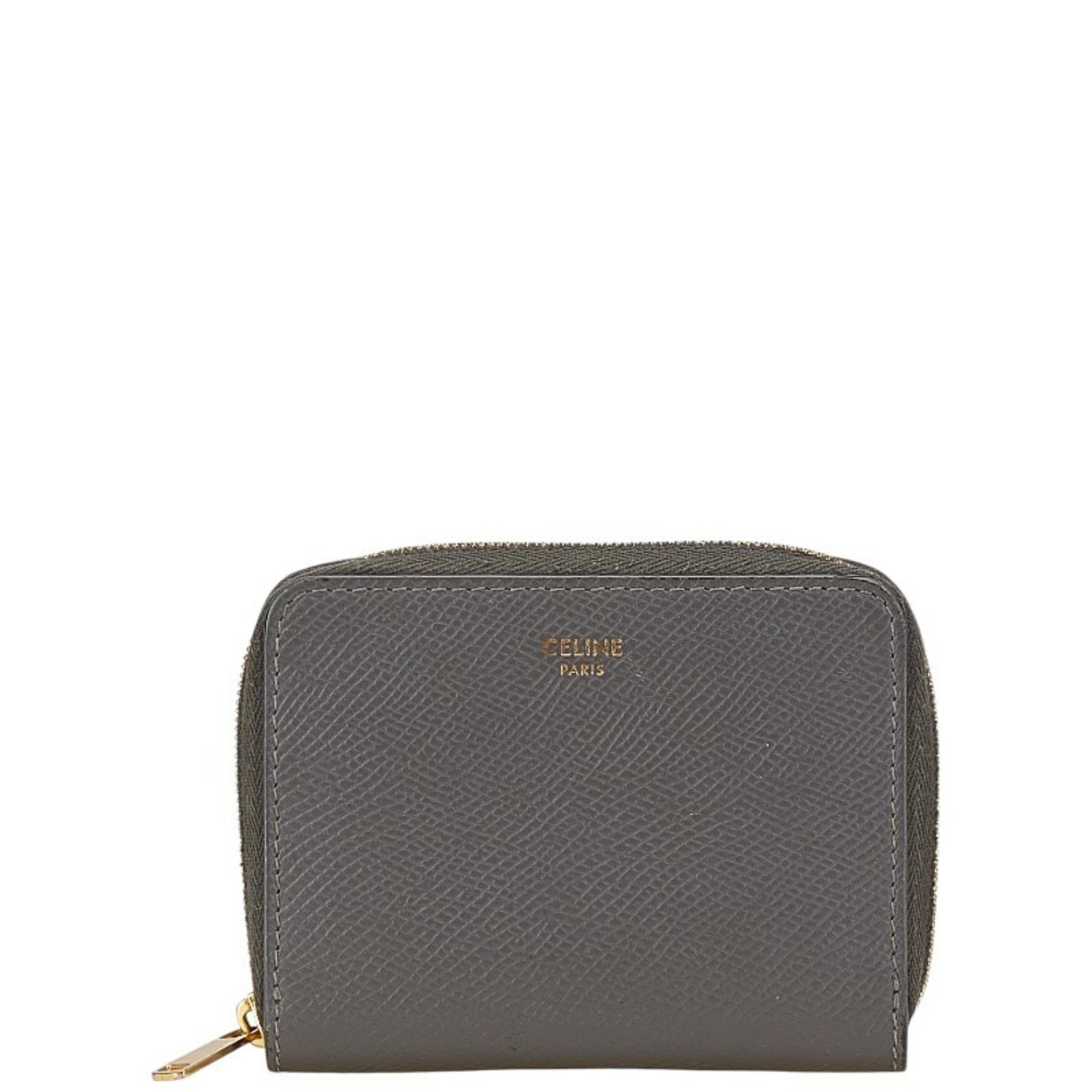 Celine round zipper wallet/coin case, leather
