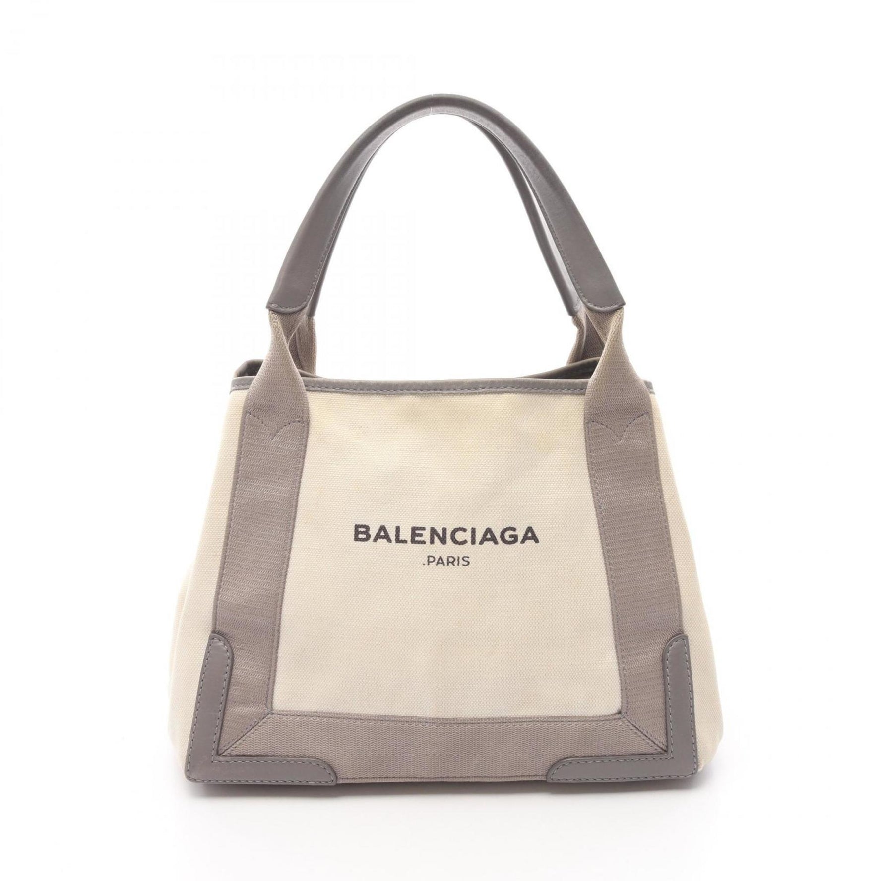 Balenciaga Navy Cabas S Tote Bag, Canvas and Leather, Ivory/Gray