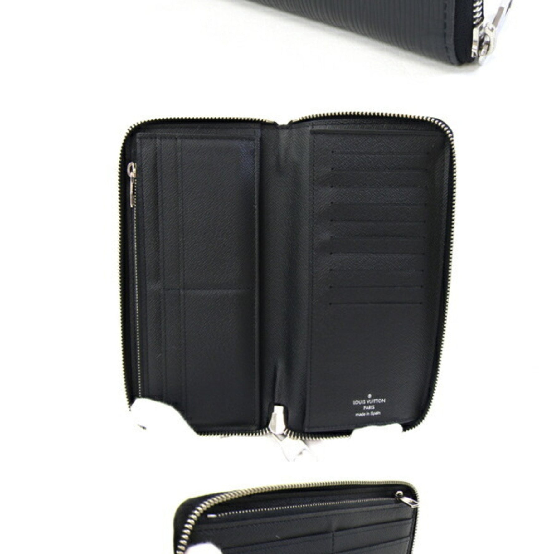 Louis Vuitton Epi Zippy Wallet Vertical Noir Black Round Long