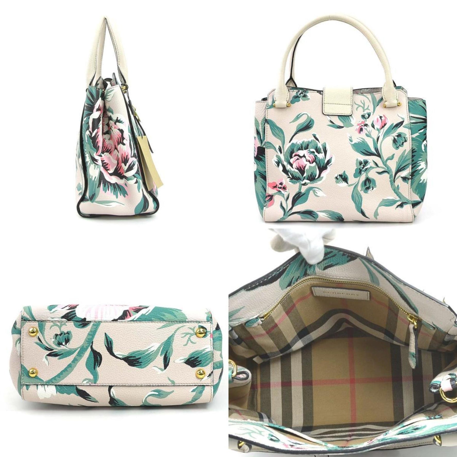 Burberry handbag shoulder bag, leather, light beige x multicolor, women's, 56282g