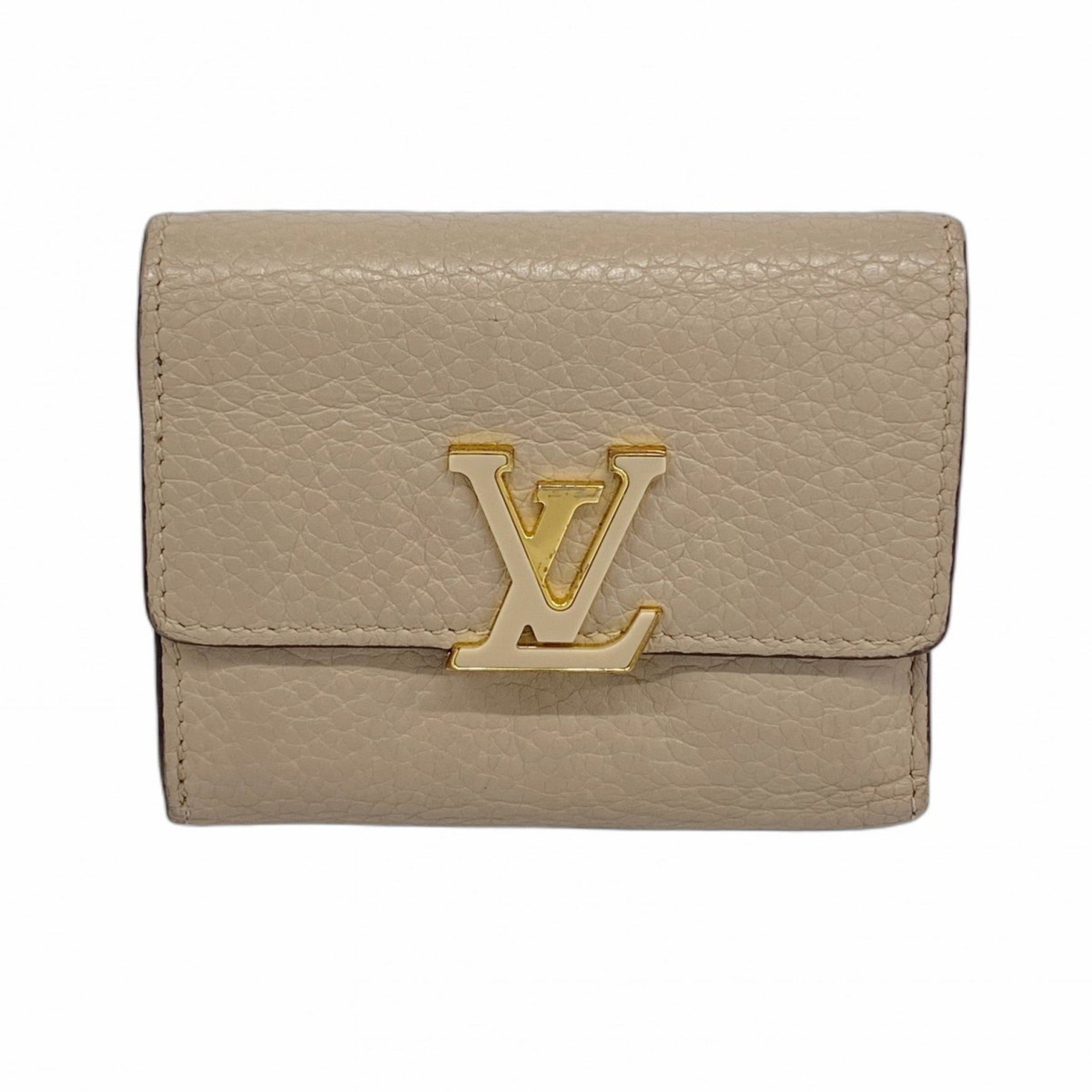 Louis Vuitton Tri-fold Wallet, Taurillon, Portefeuille Capucines XS, M68747, Galle Women's