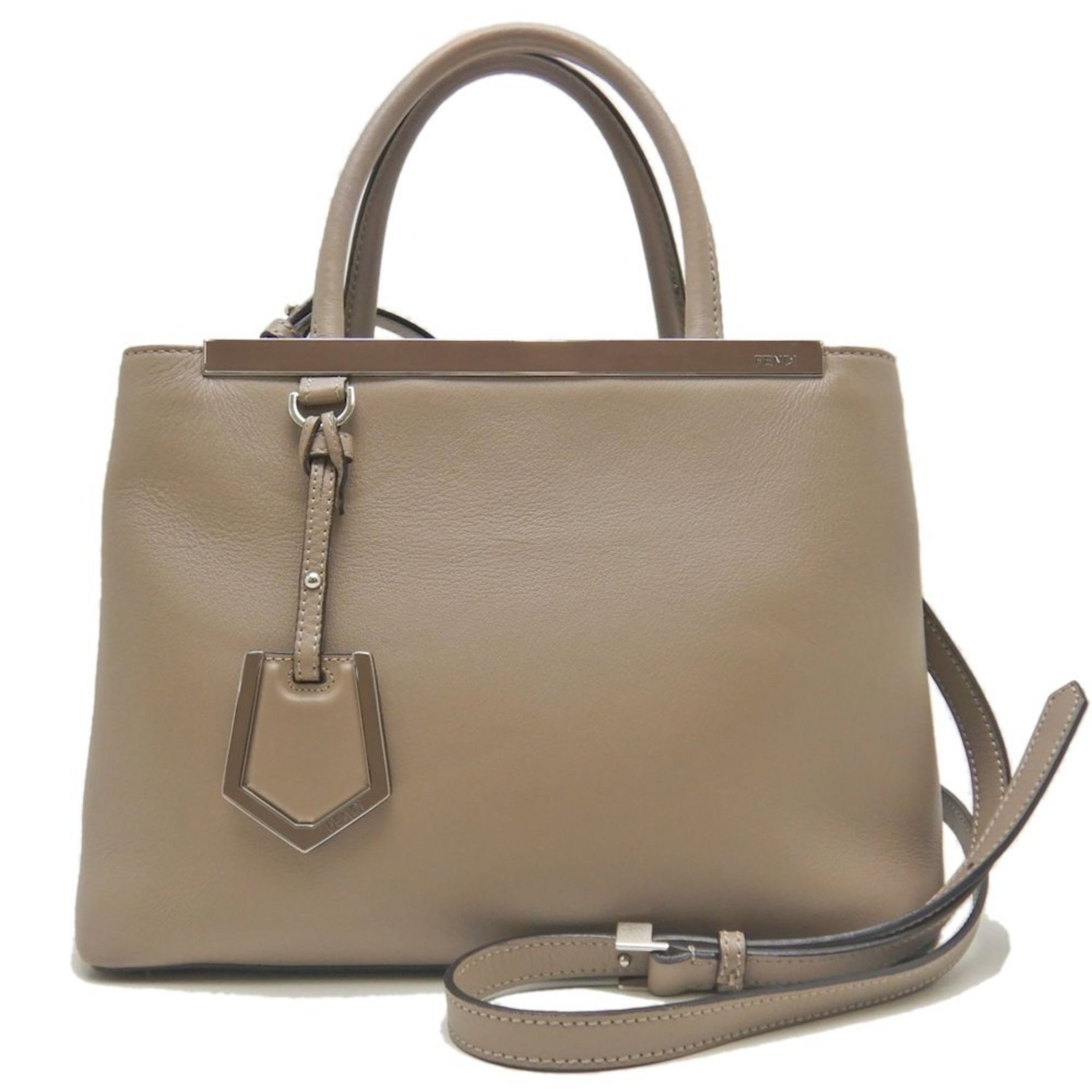 FENDI Petit Toujours Handbag Leather Greige