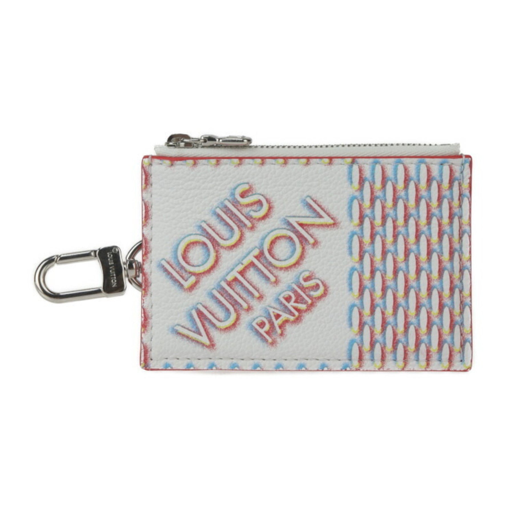 Louis Vuitton Double Zipped Card Holder Damier Giant Spray Wallet/Coin Case Leather Blanc White Multicolor Coin Purse Zip