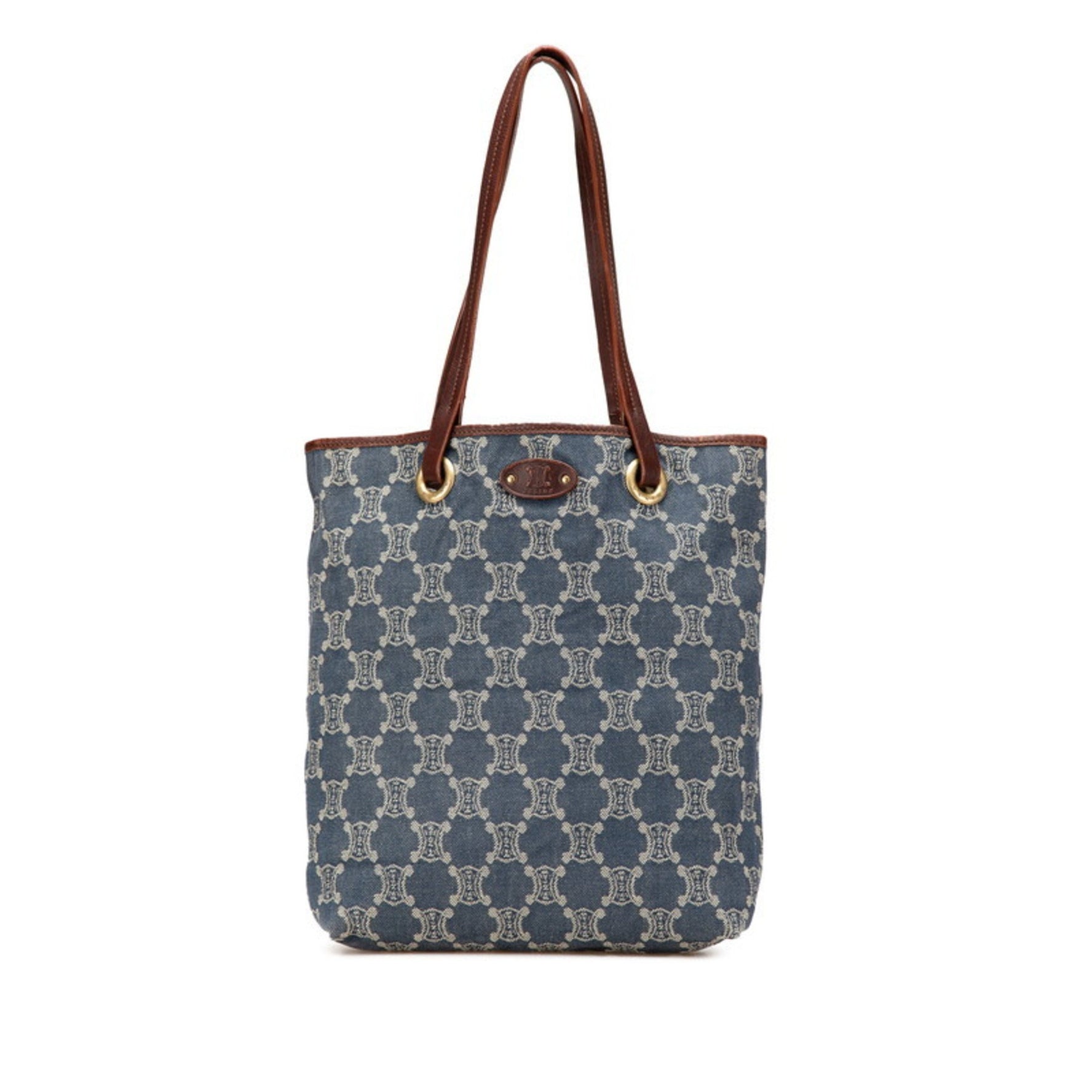 Celine Macadam Tote Bag Shoulder Indigo Denim and Leather