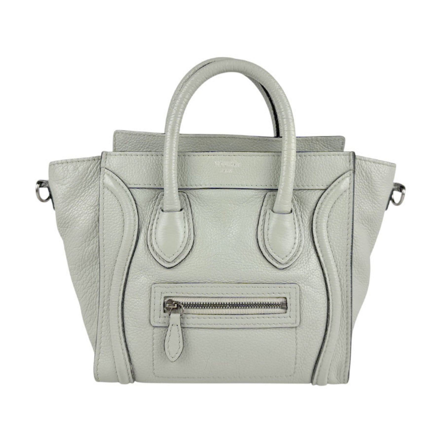 Celine Luggage Nano Shopper Handbag Shoulder Bag in Light Pale Green Leather