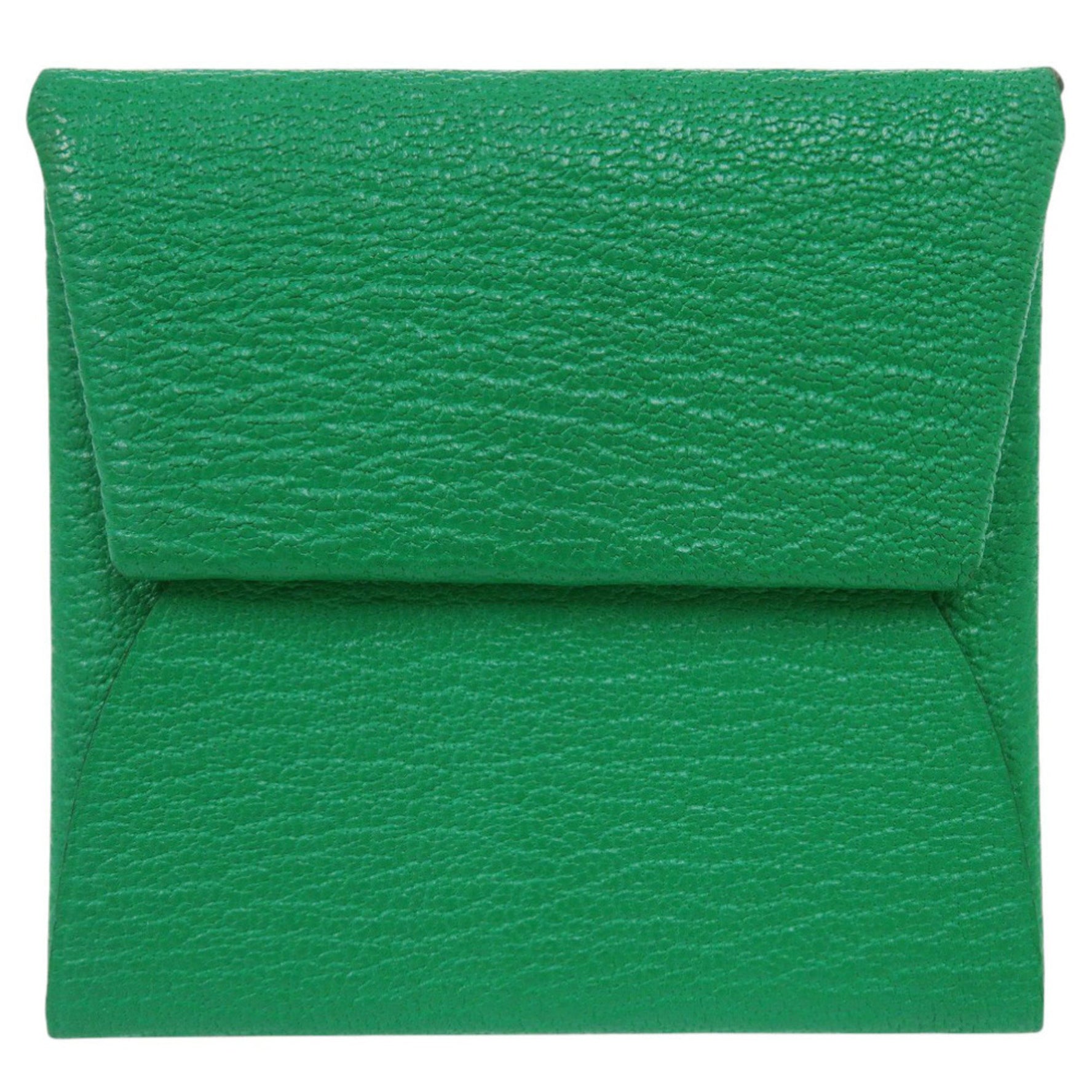 Like new Hermès Bastia Verso Chevre Mysore Bamboo/Rose Darling silver hardware, K stamp (made in 2025), coin case/wallet, green, 0521 HERMES