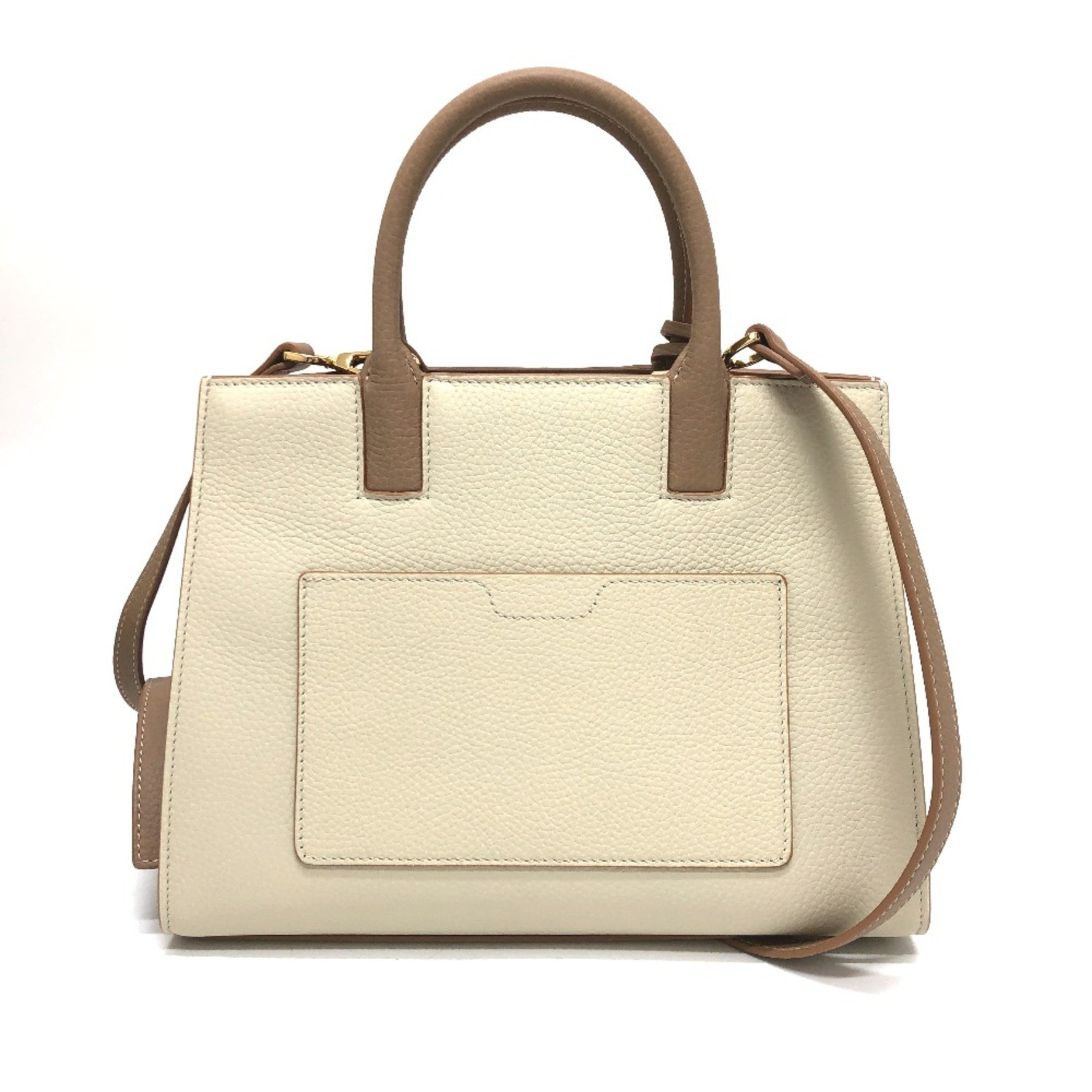 Burberry 2WAY Bag Shoulder Bag Crossbody Hand Bag White x Beige GoldHardware