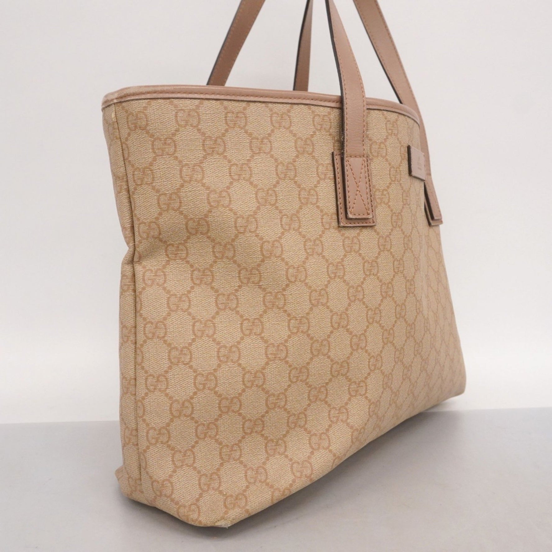 Gucci GG Supreme Tote Bag Pink Beige Champagne