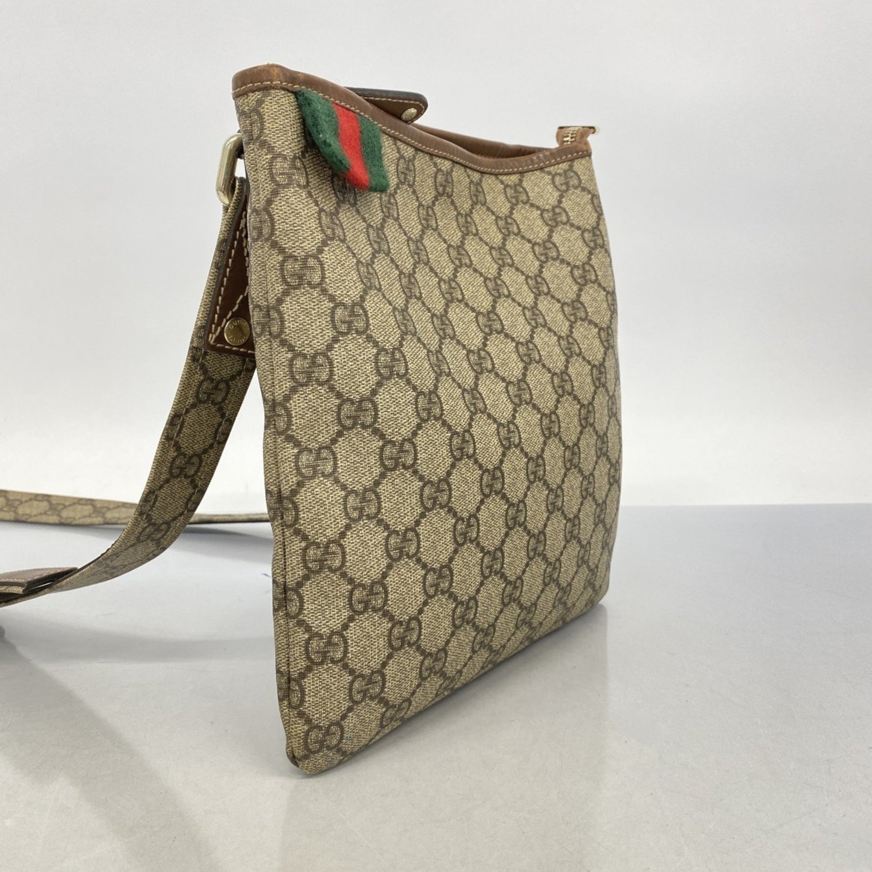 Gucci GG Supreme Shoulder Bag Beige Brown Champagne