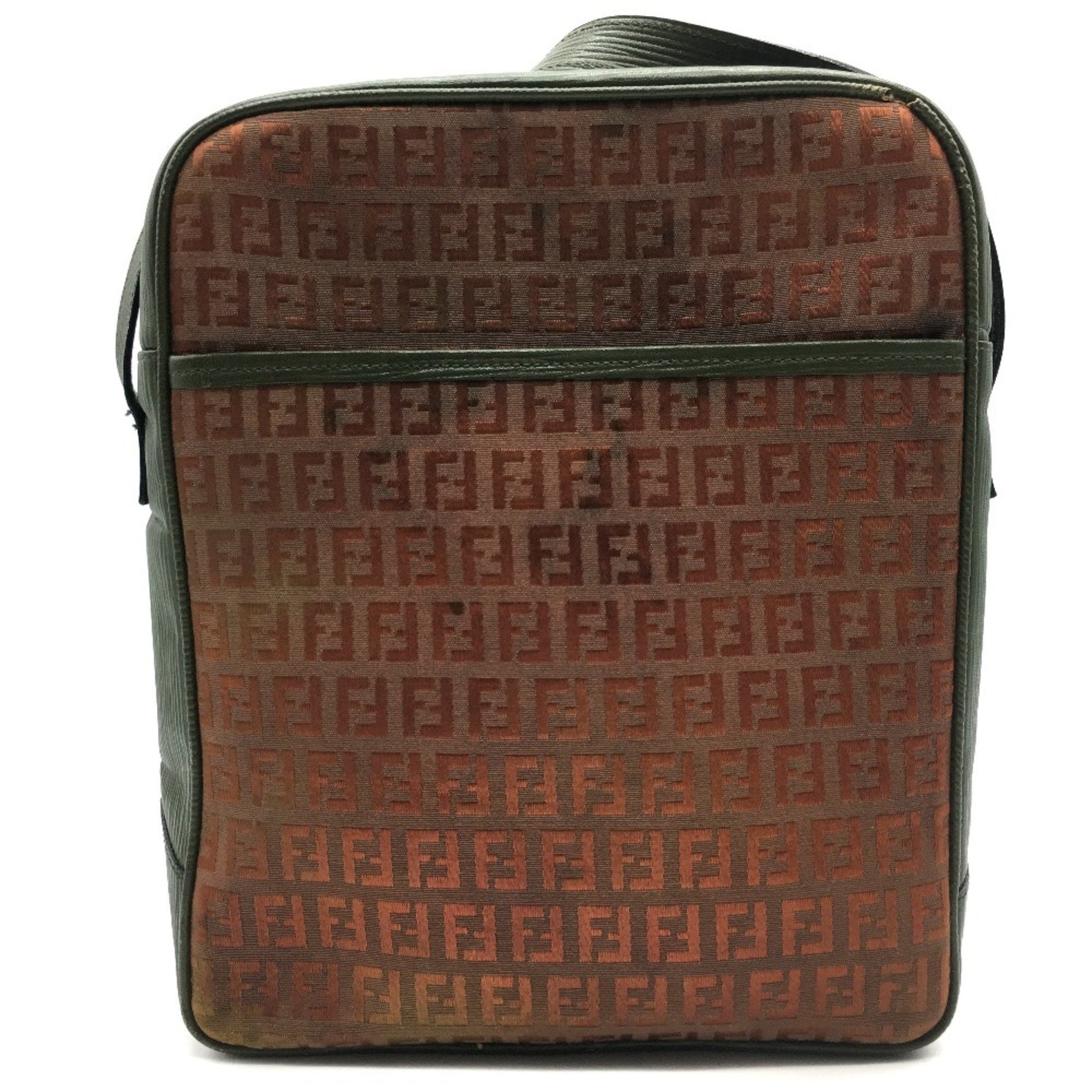 FENDI Zucchino Zucca Logo Pochette, Vintage Adjustable Shoulder Bag in PVC/Leather, Brown/Khaki/Brown