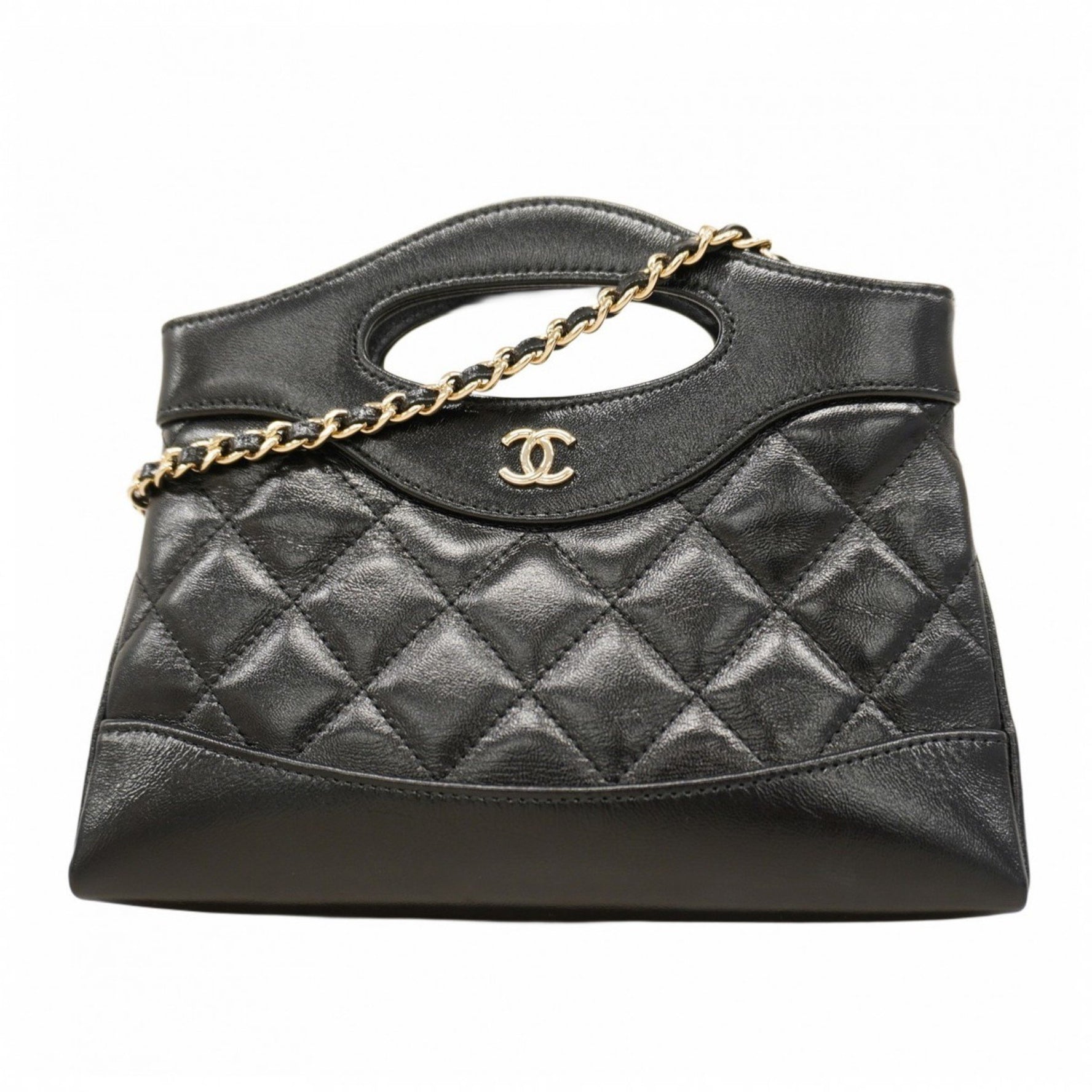 Chanel Matelasse Chain Shoulder Handbag in Champagne Calfskin