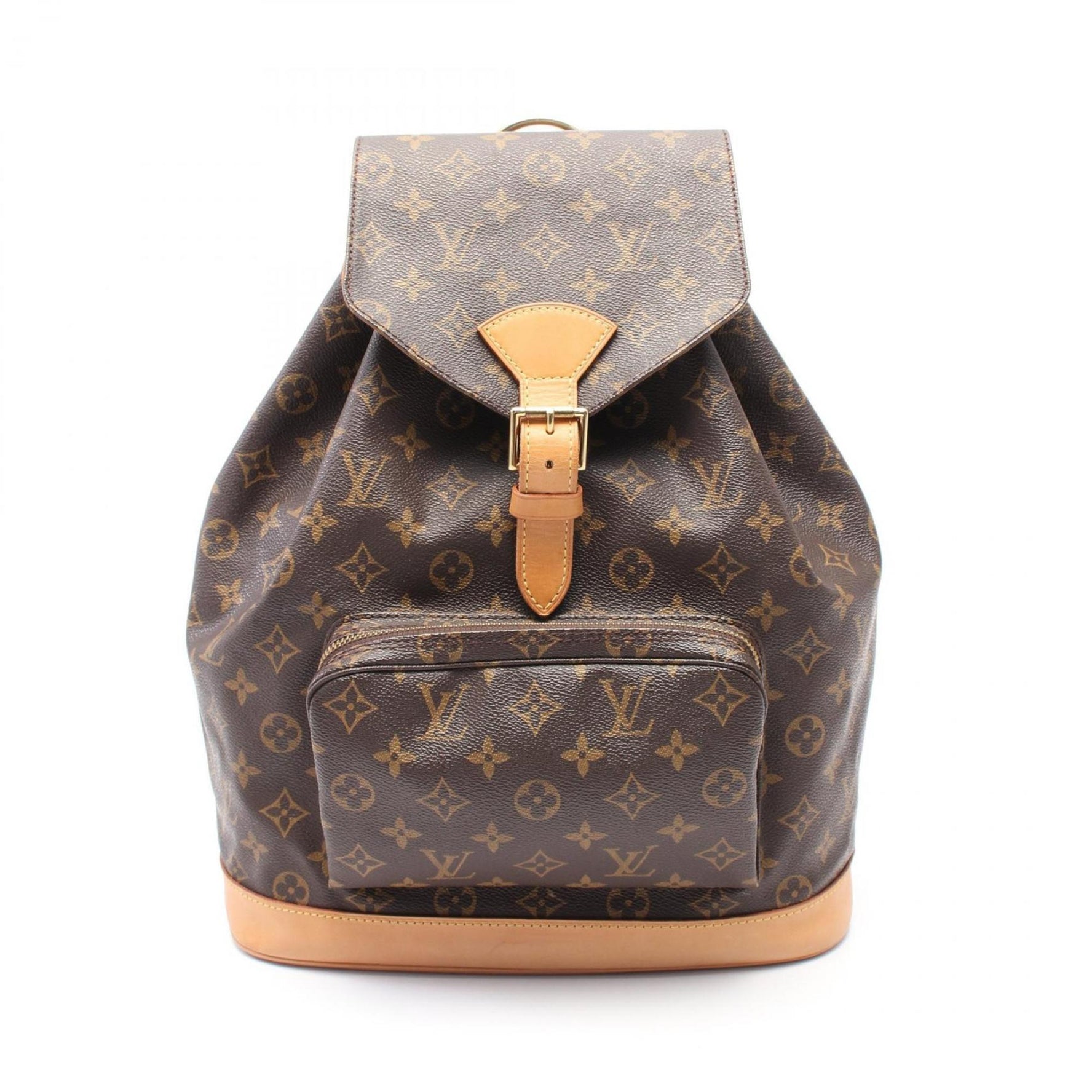 Louis Vuitton Montsouris GM Backpack Bag Coated Canvas Leather Monogram Women's Brown M51135